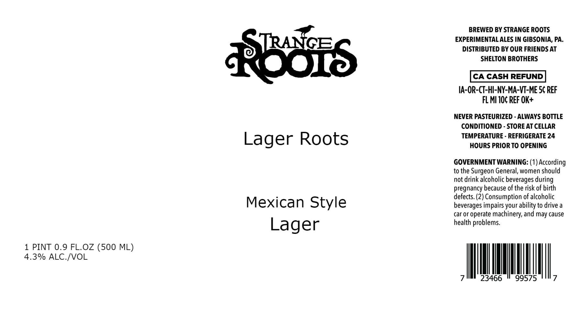 Lager Roots by Strange Roots Experimental Ales - beer label