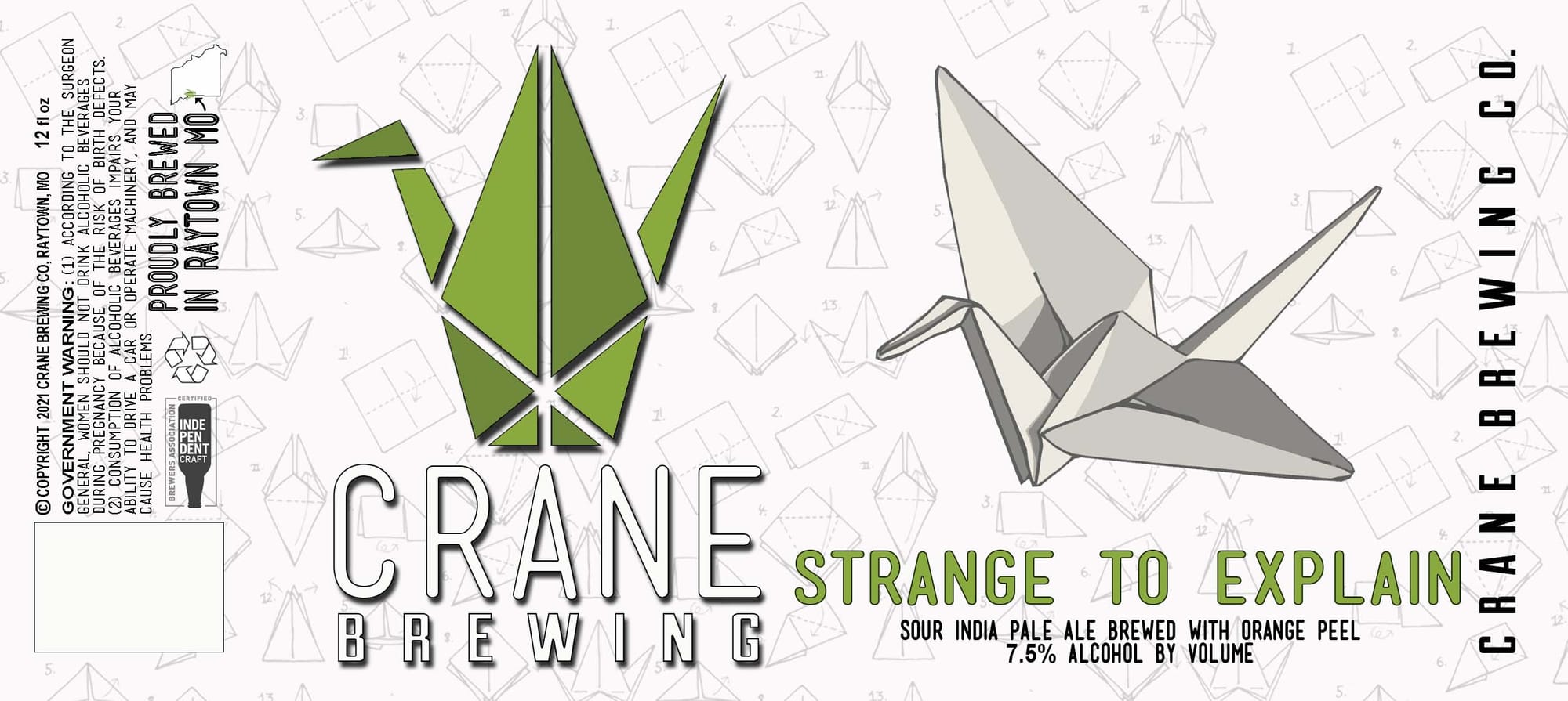 Strange to Explain by Crane Brewing Co. - beer label