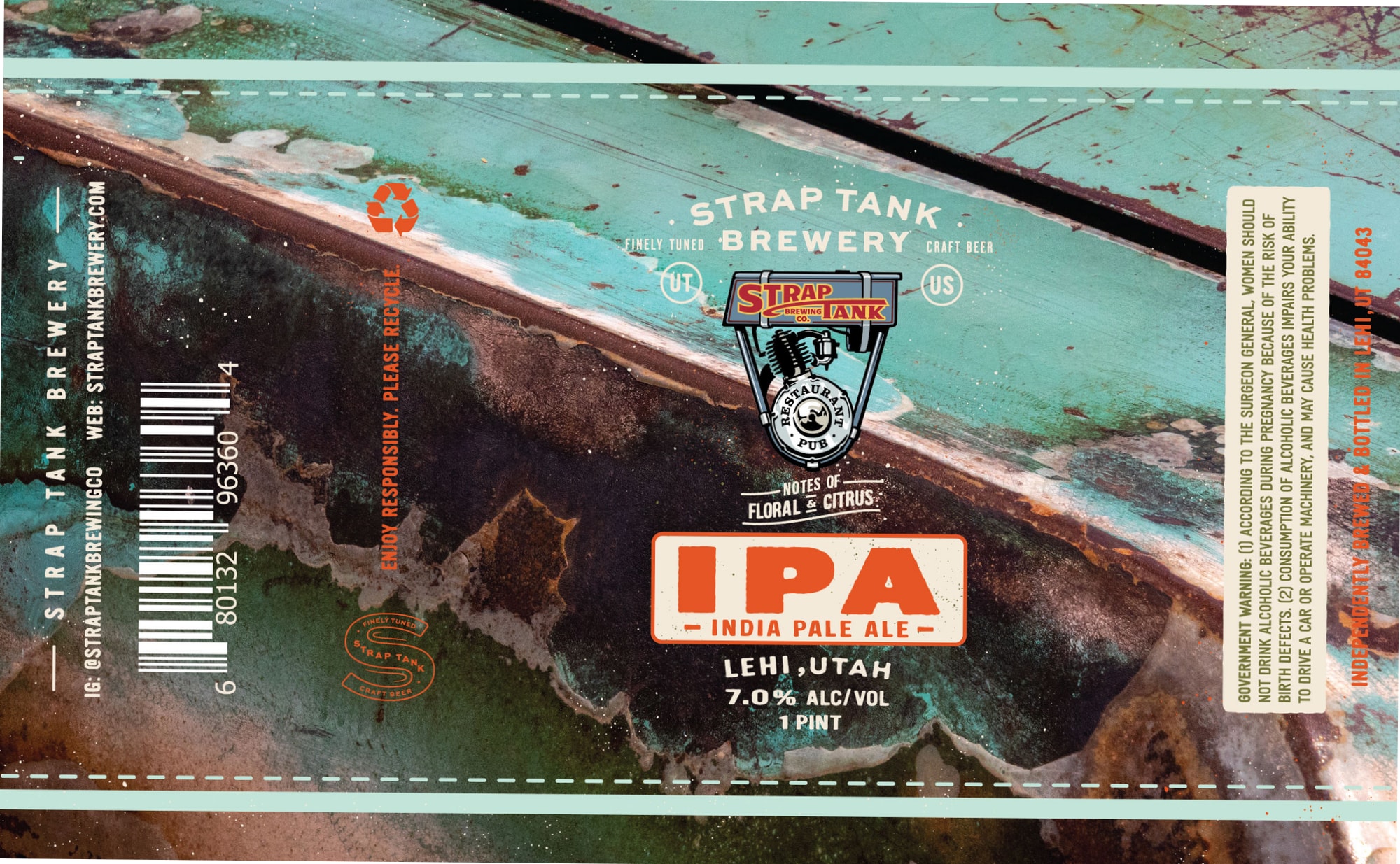 Strap IPA by Strap Tank Brewing - beer label