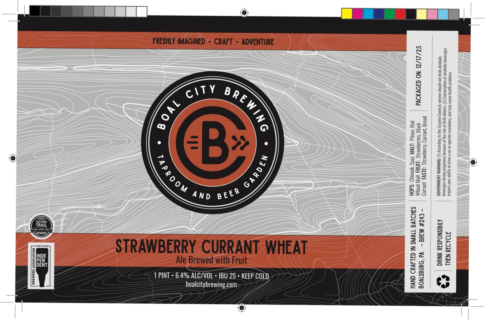 Strawberry Currant Wheat by Boal City Brewing - beer label