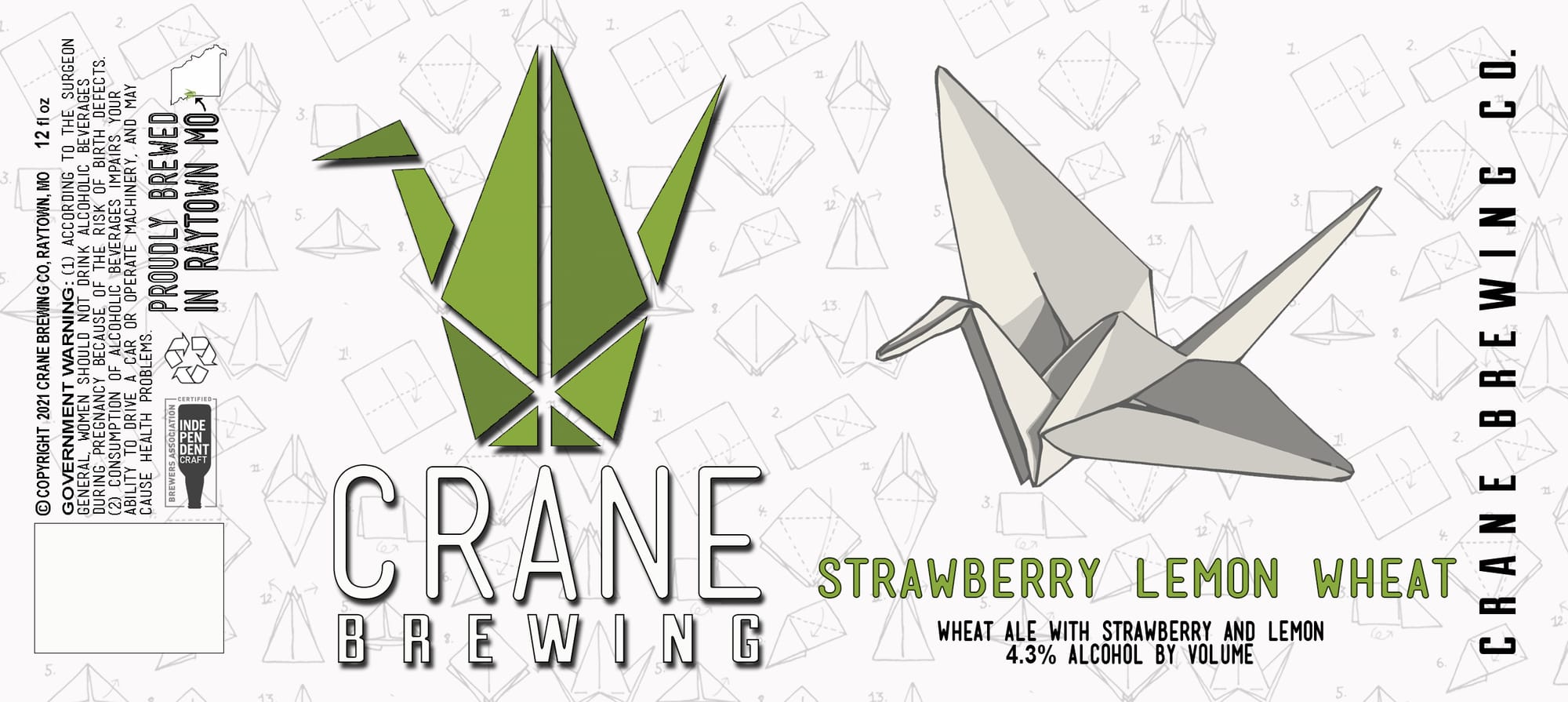 Strawberry Lemon Wheat by Crane Brewing - beer label