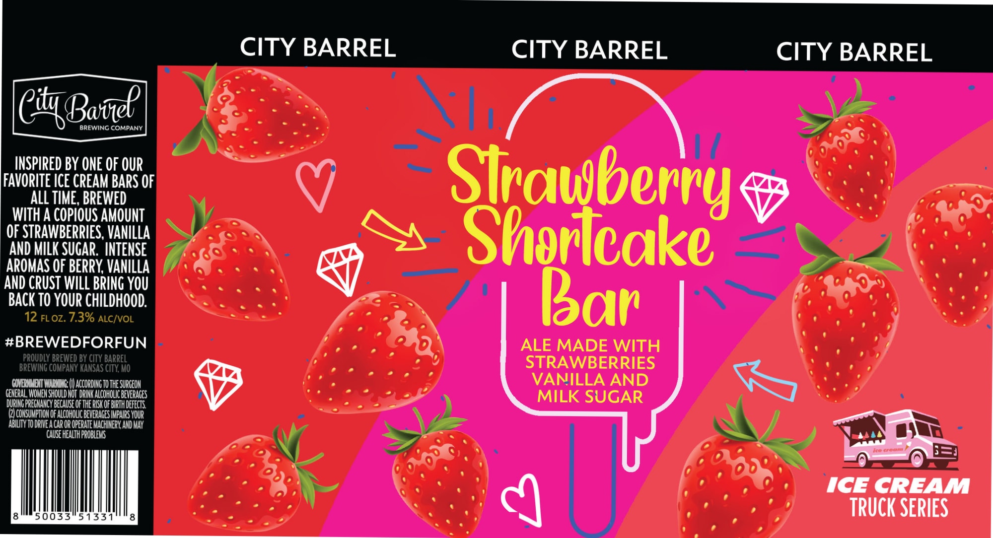 Strawberry Shortcake Bar by City Barrel Brewing Company - beer label