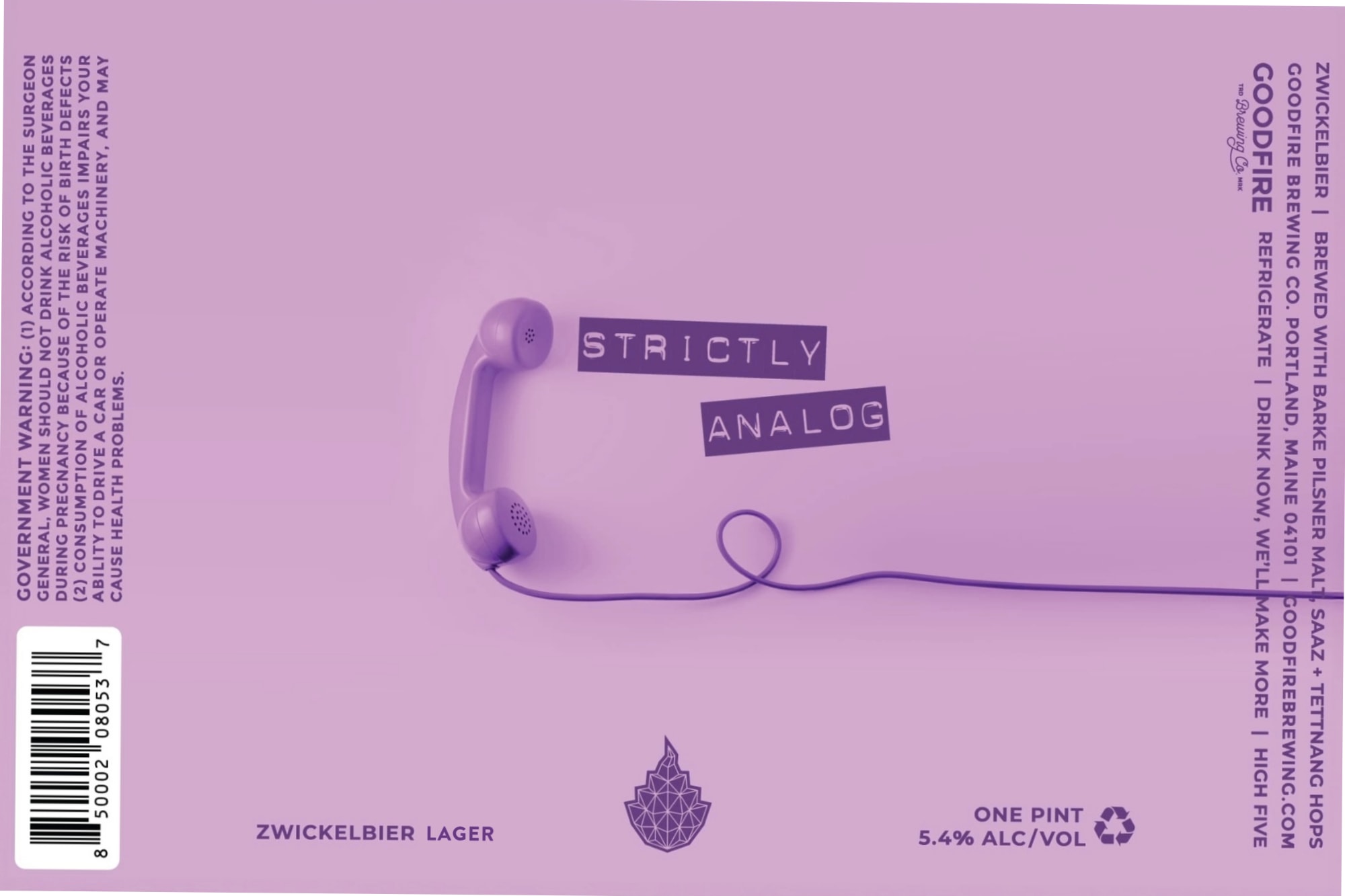 Strictly Analog by Goodfire Brewing Co. - beer label
