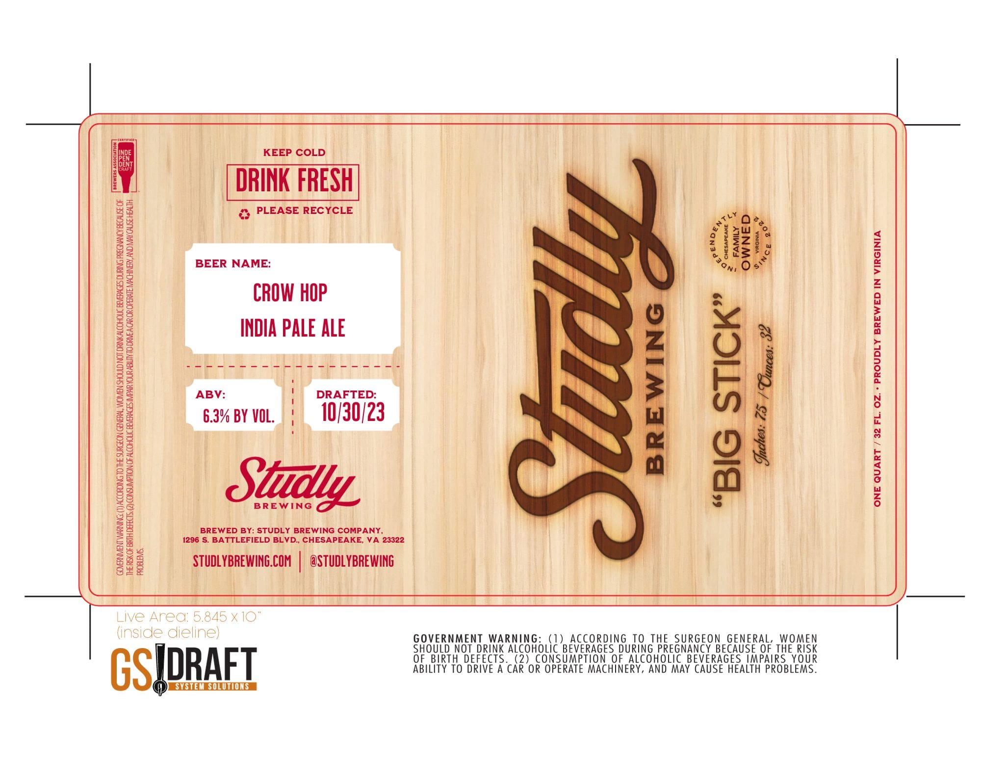 Crow Hop by Study Brewing - beer label