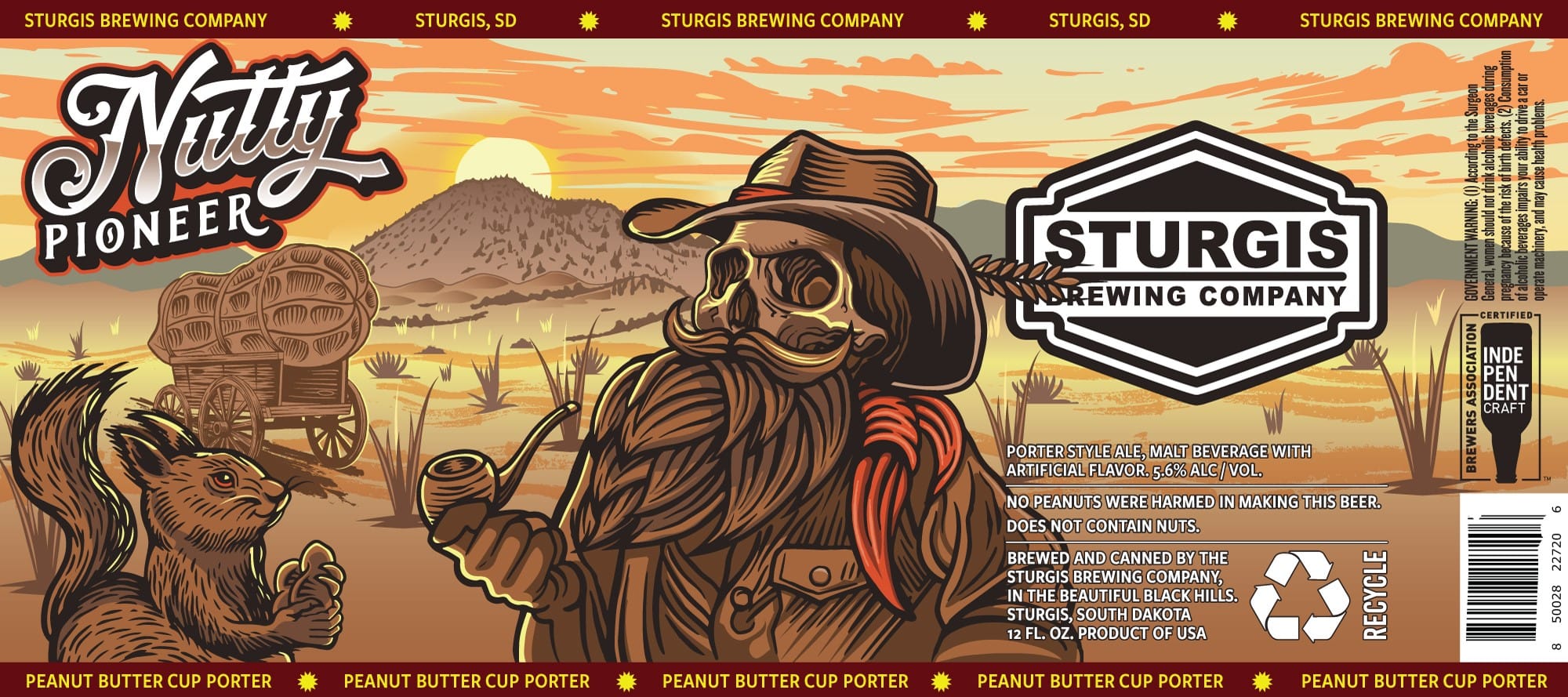 Nutty Pioneer by Sturgis Brewing Company - beer label