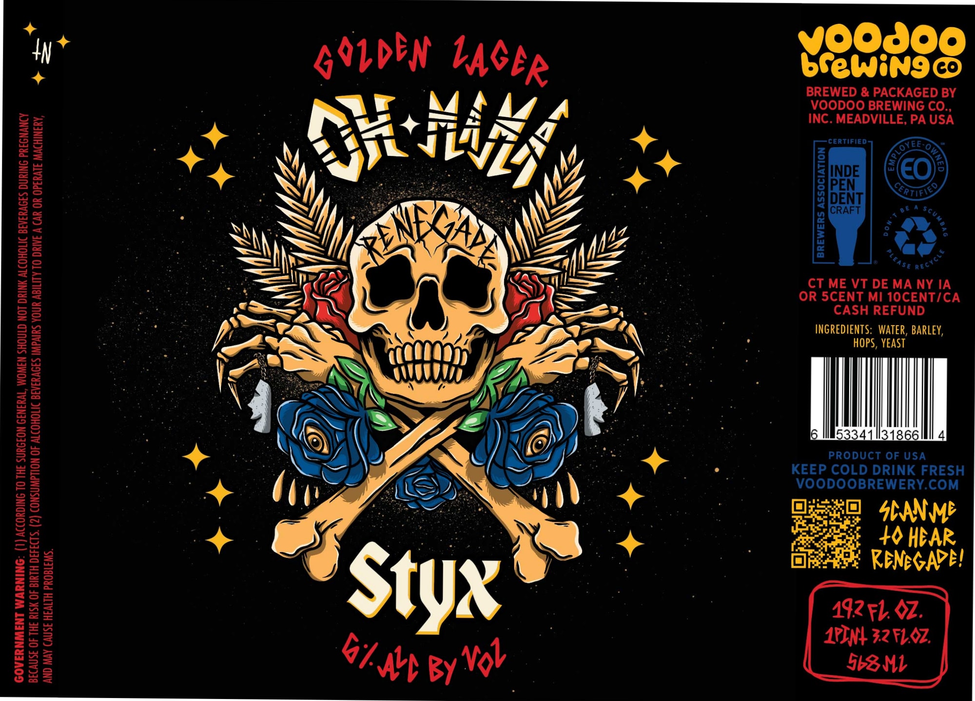Styx by Voodoo Brewing Co. - beer label