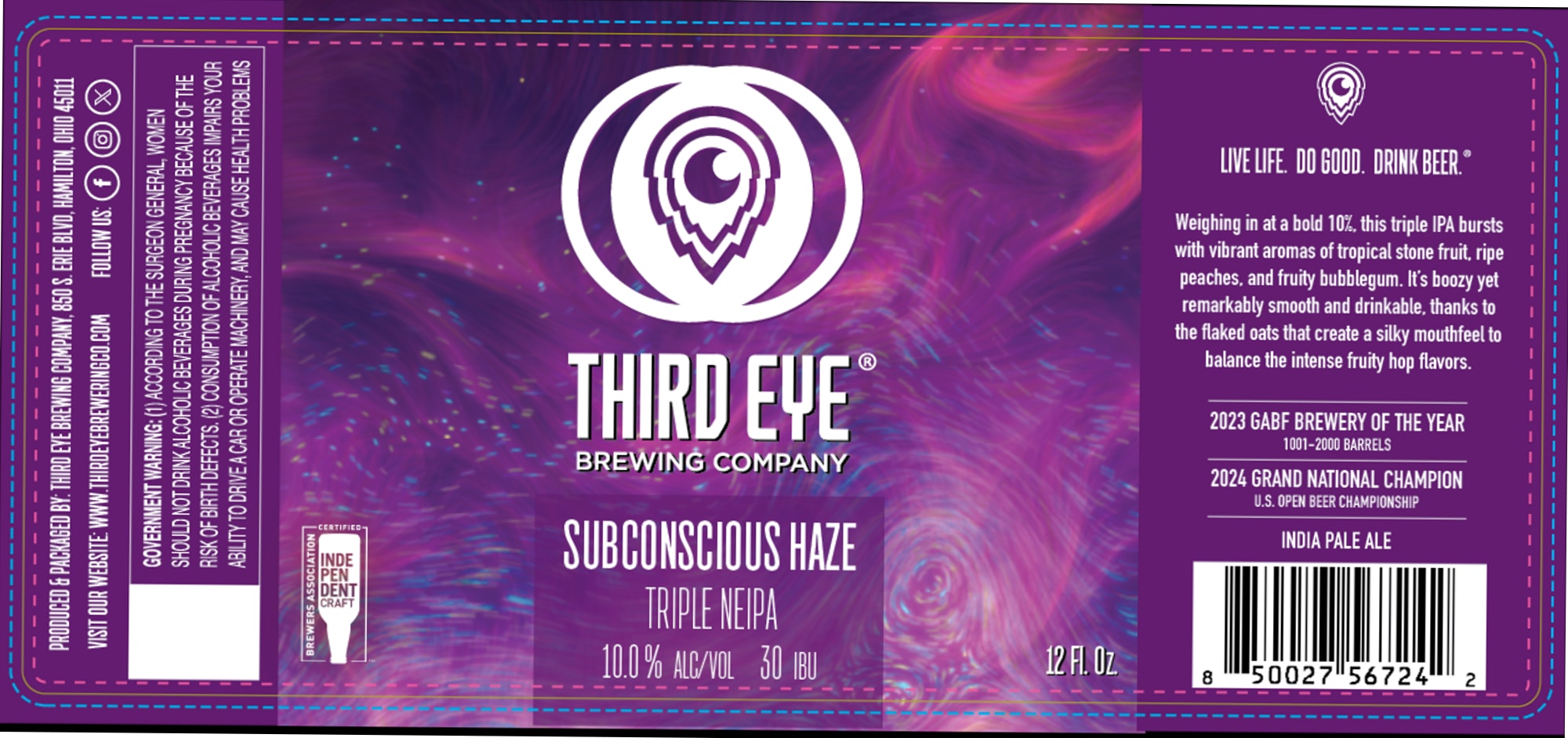 Subconscious Haze by Third Eye Brewing Company - beer label