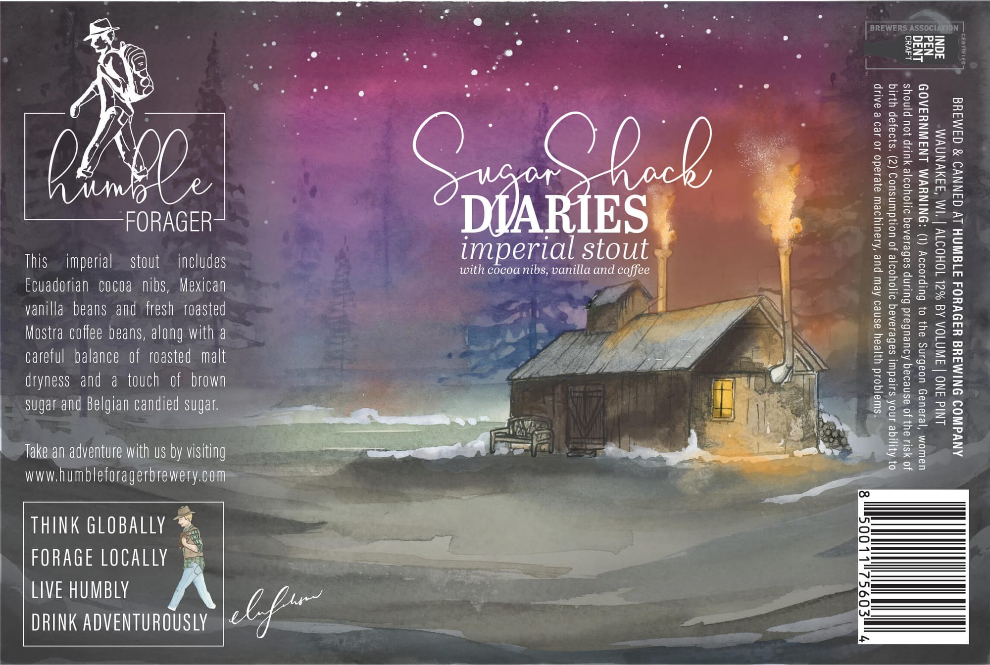 Sugar Shack Diaries Imperial Stout by Humble Forager Brewing Company - beer label