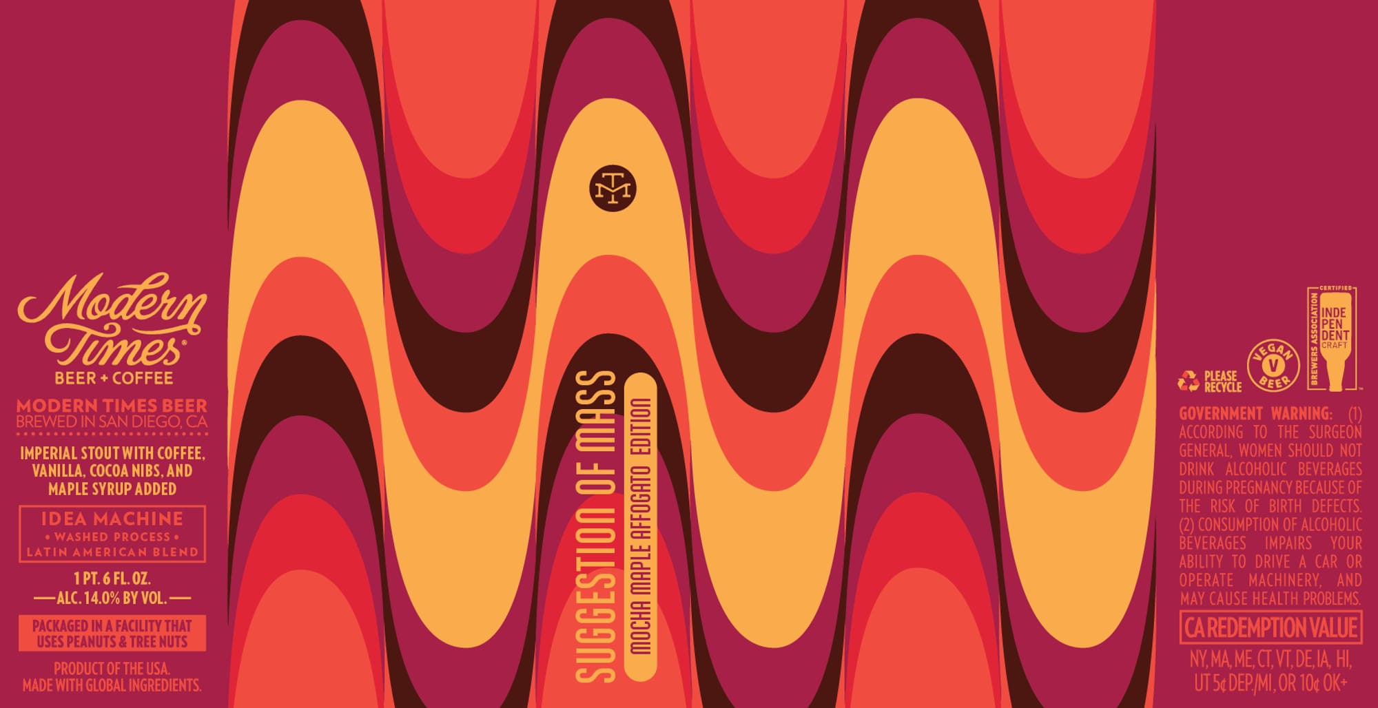 Suggestion of Mass by Modern Times - beer label