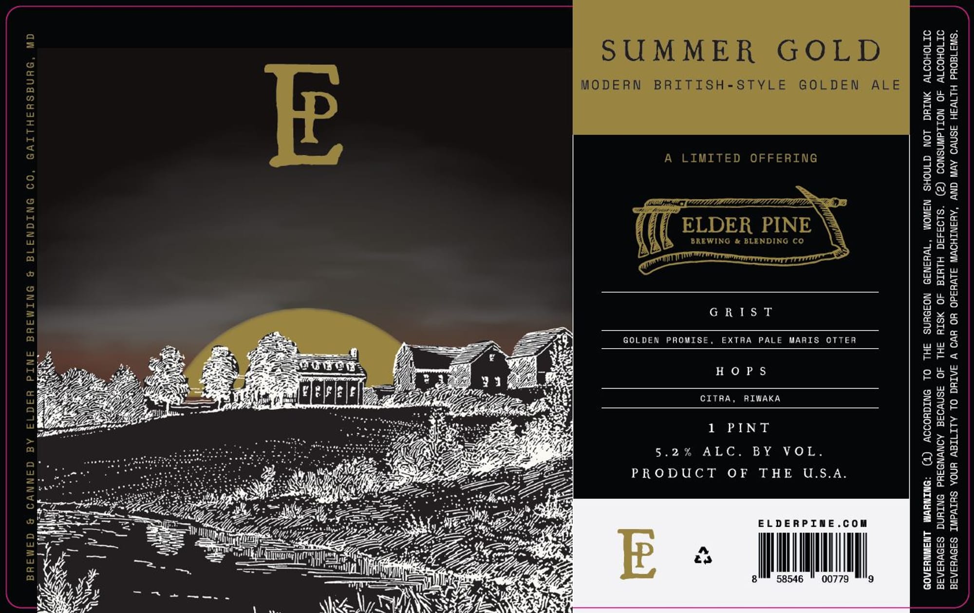 Summer Gold by Elder Pine Brewing & Blending - beer label