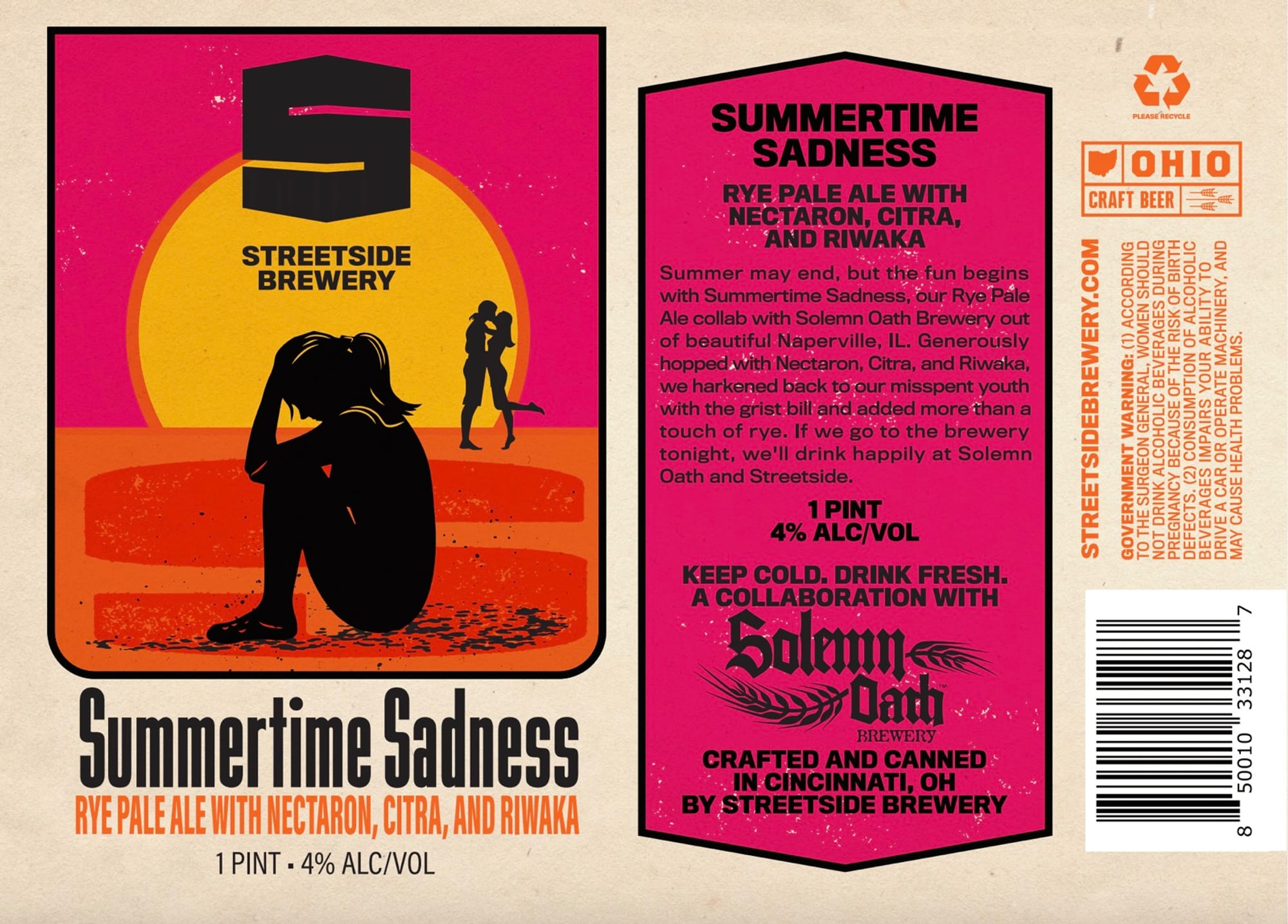 Summertime Sadness by Streetside Brewery - beer label