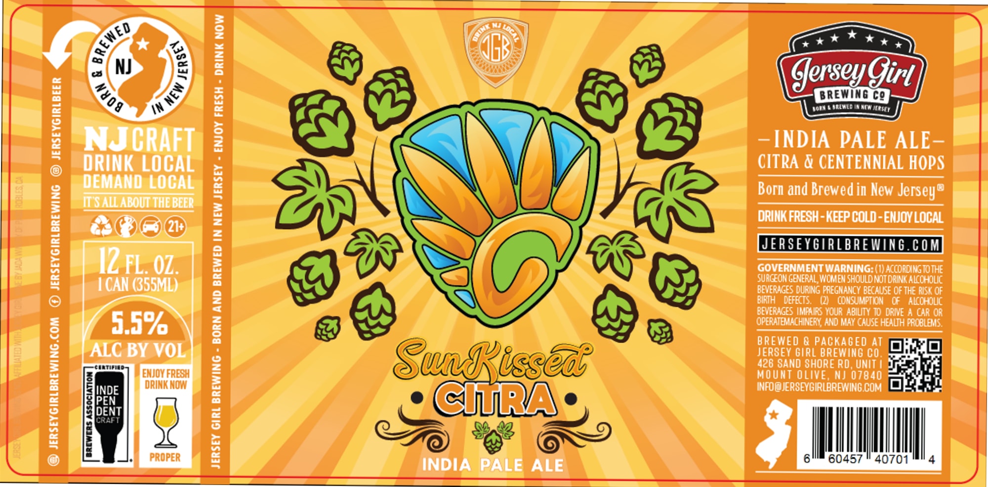 Sun Kissed Citra by Jersey Girl Brewing - beer label