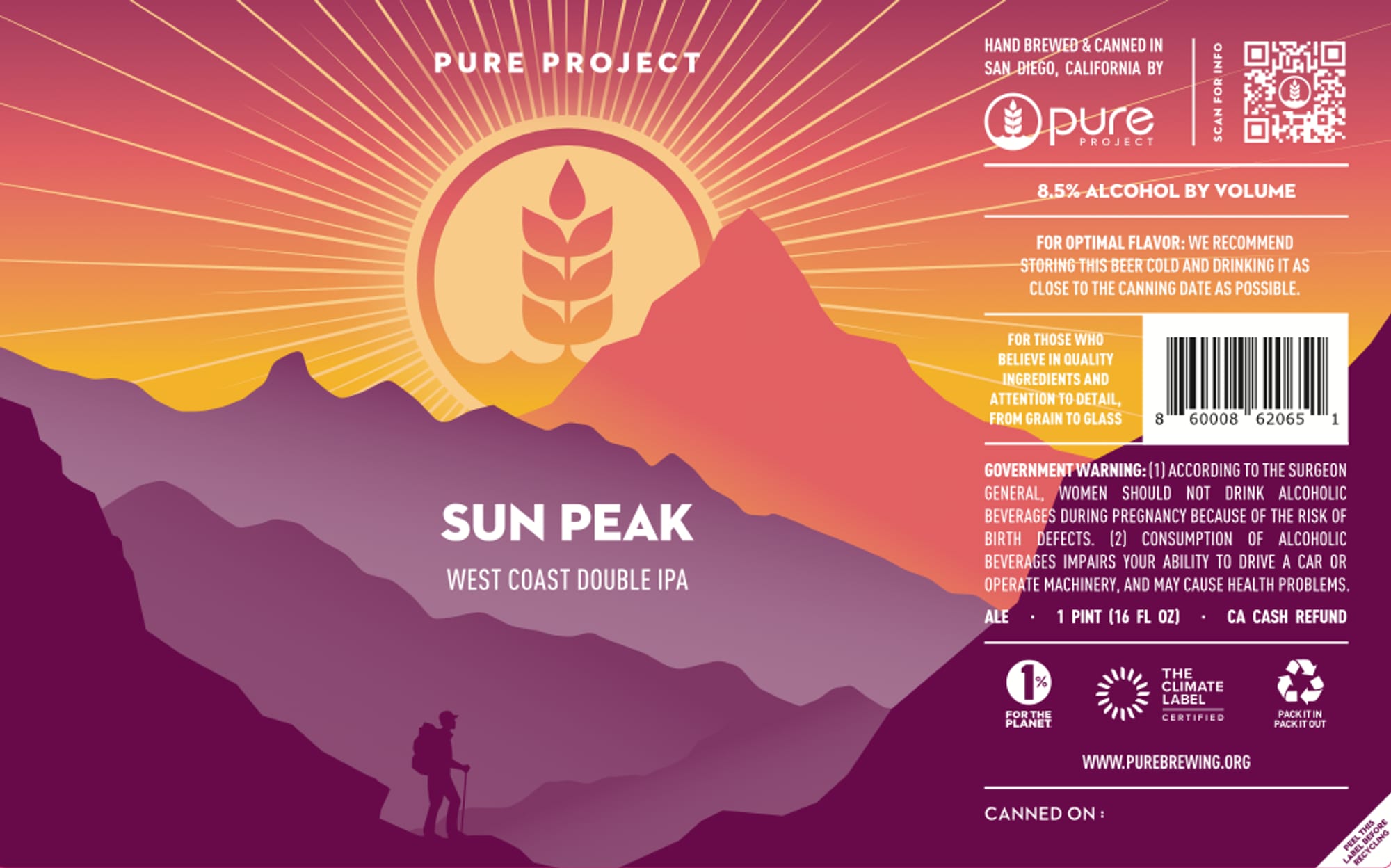 Sun Peak by Pure Project - beer label