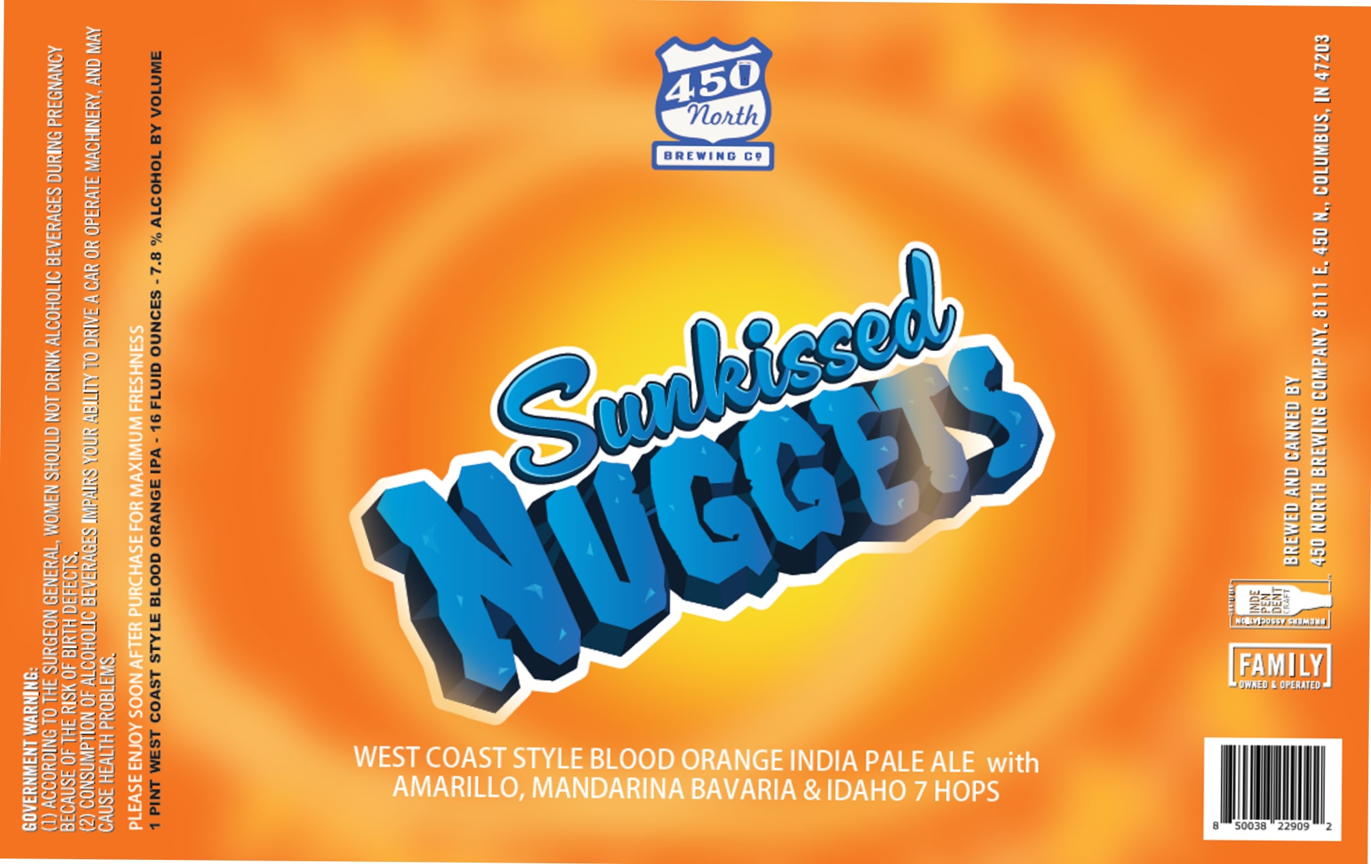 Sunkissed Nuggets by 450 North Brewing Co. - beer label