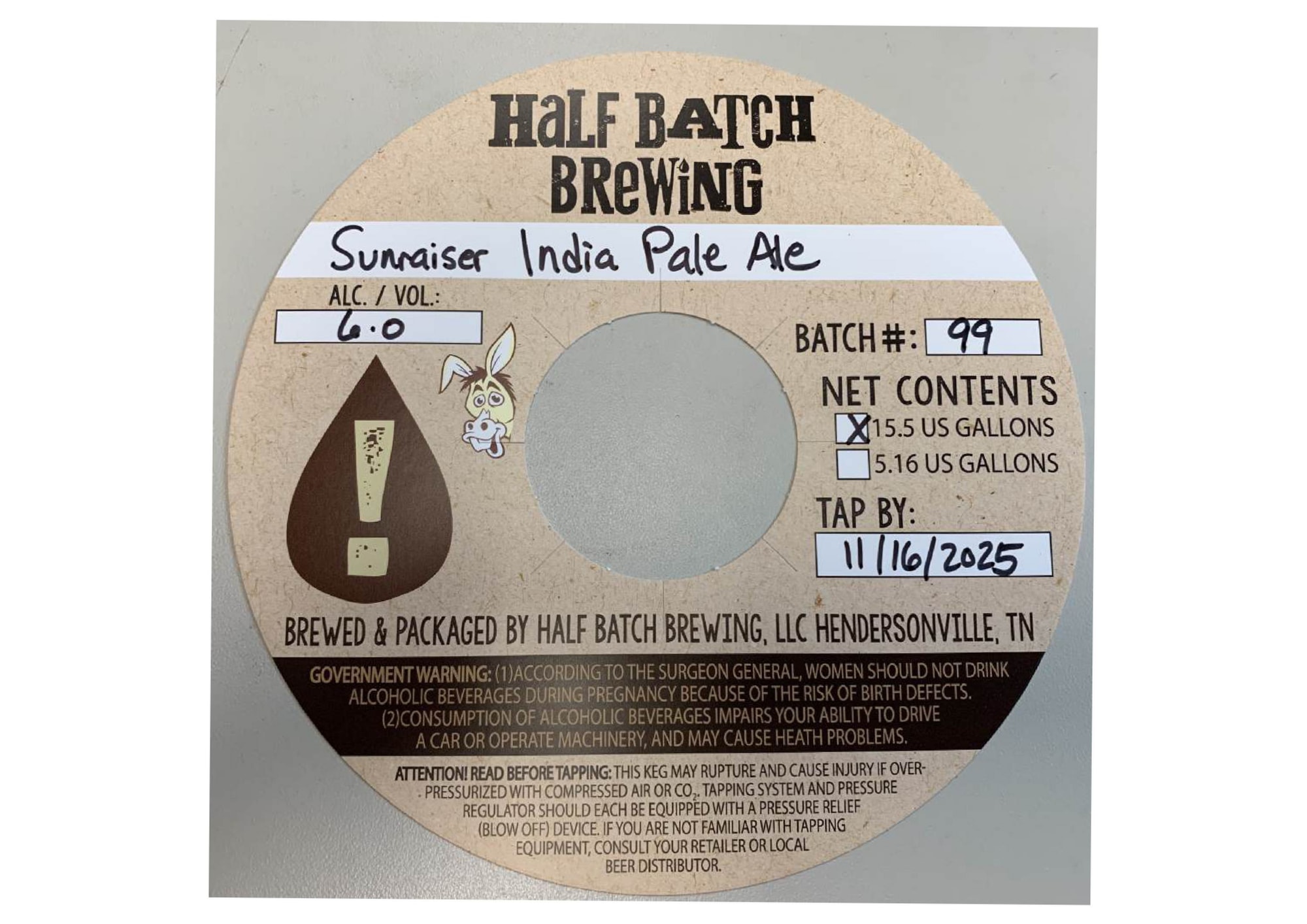 Sunraiser by Half Batch Brewing - beer label