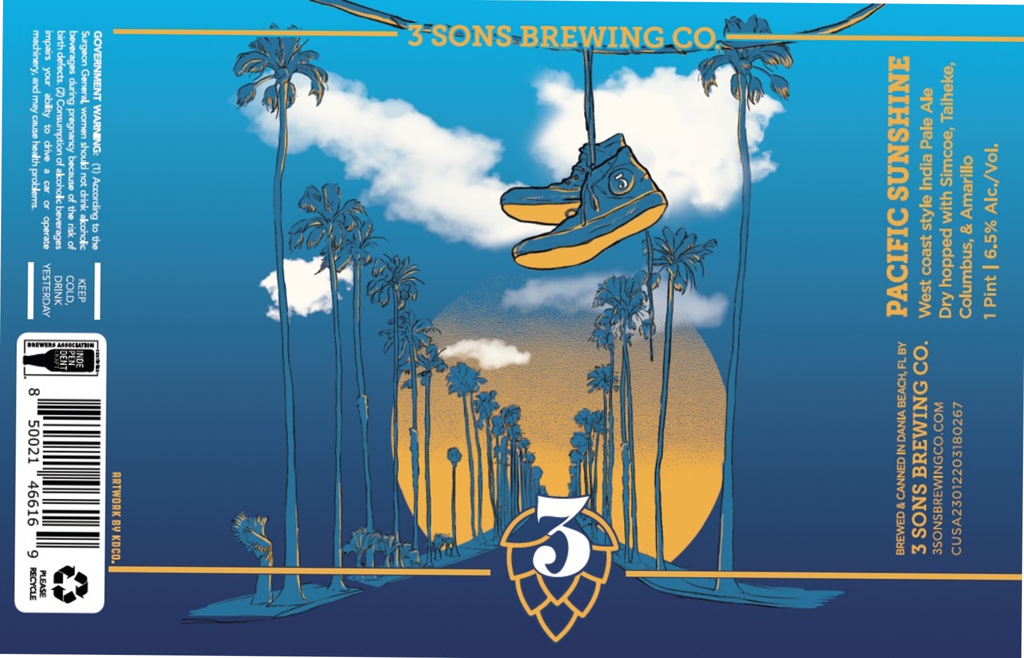 Sunshine by 3 Sons Brewing Co. - beer label