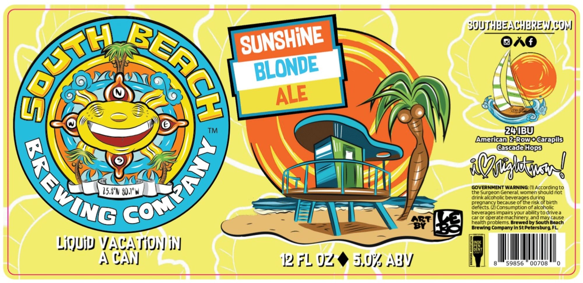 Sunshine Blonde Ale by South Beach Brewing Company - beer label