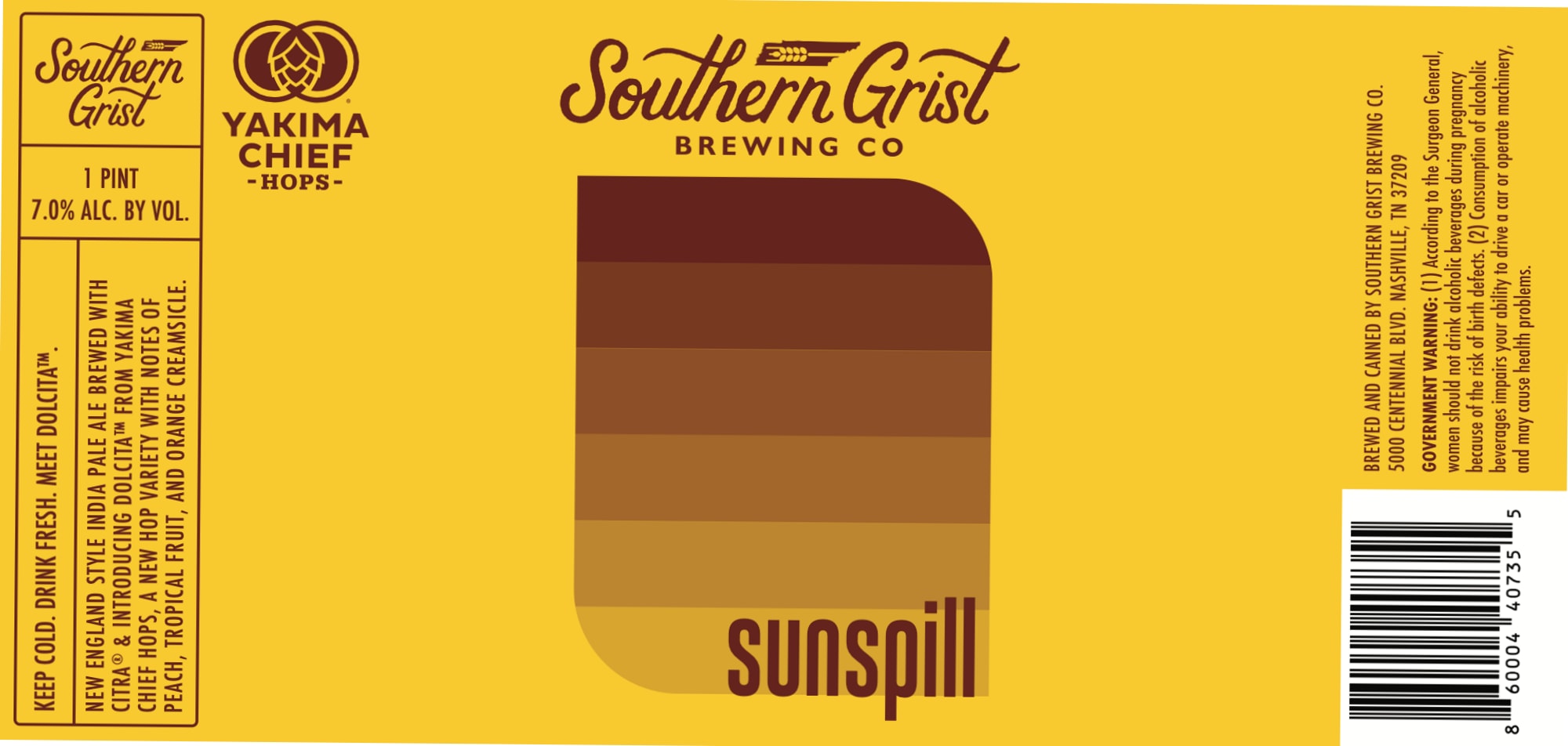 Sunspill by Southern Grist Brewing Co. - beer label
