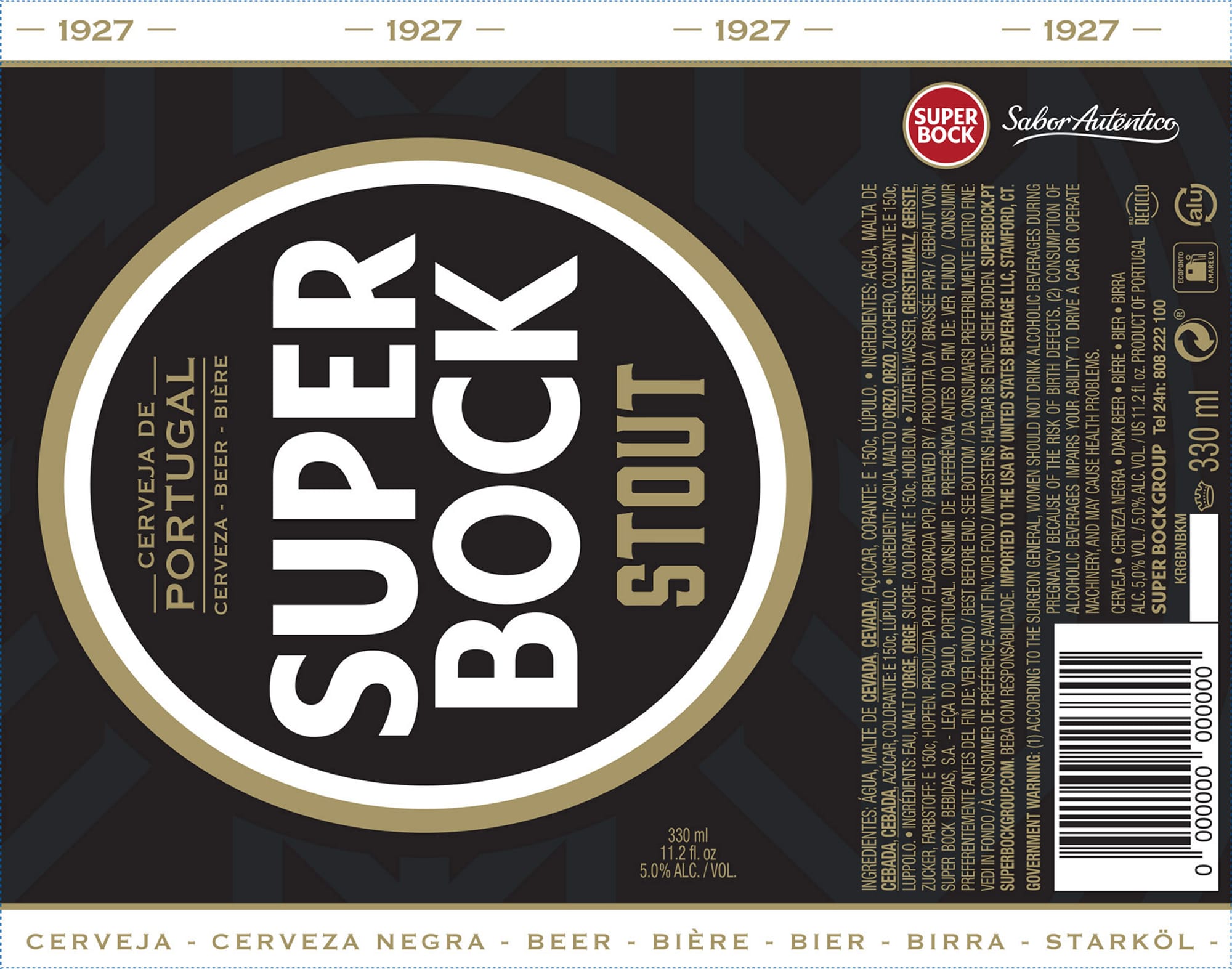 Stout by Super Bock - beer label