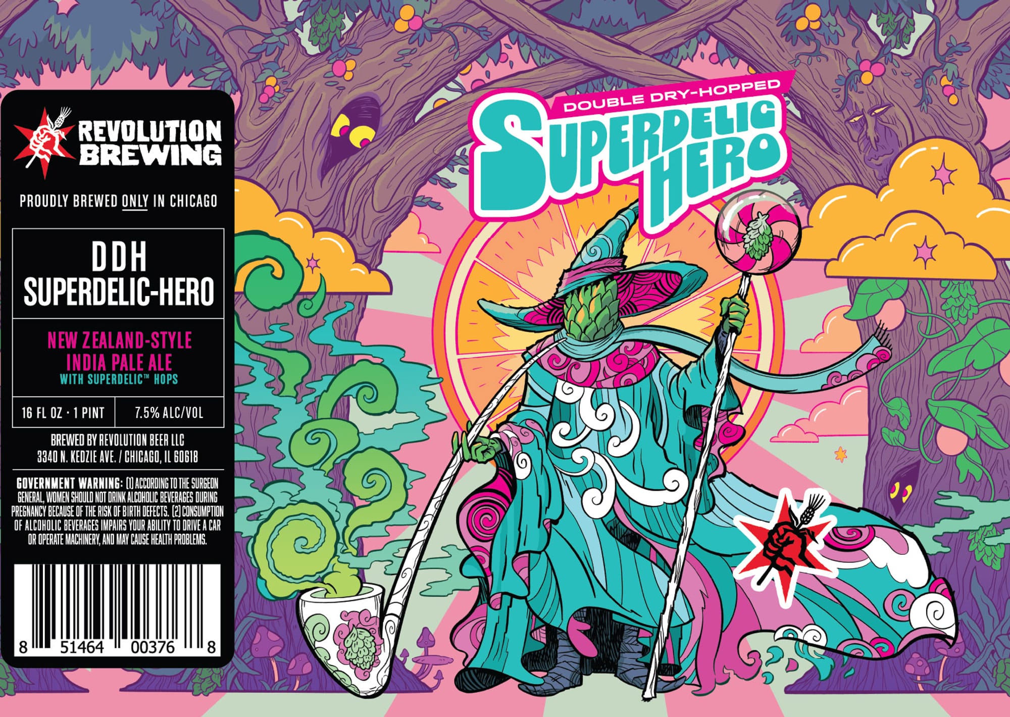 Superdelic-Hero by Revolution Brewing - beer label