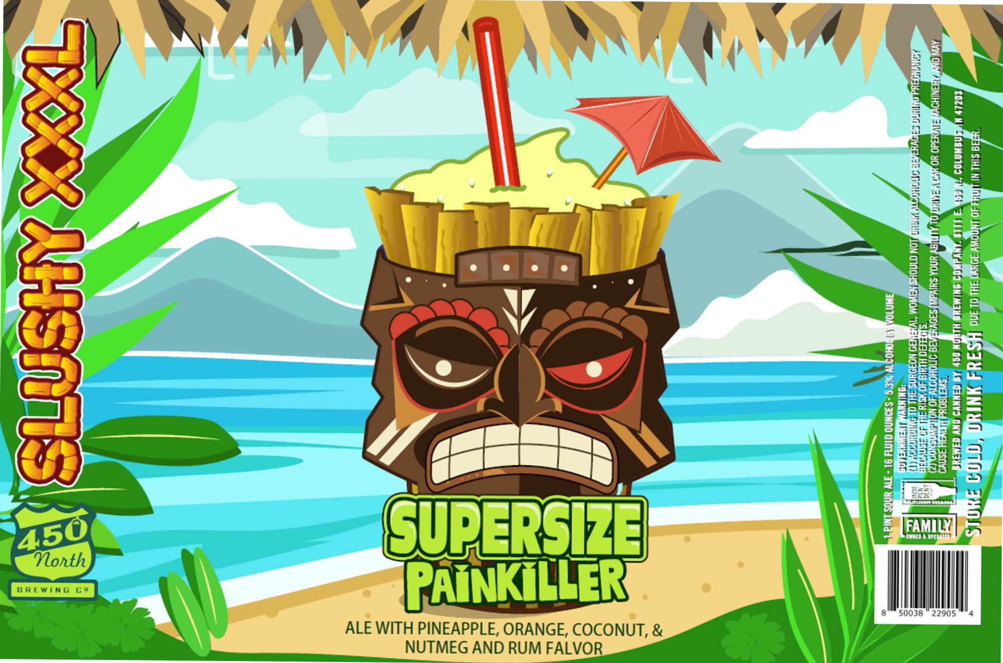 Supersize Painkiller by Slushy North Brewing Co. - beer label