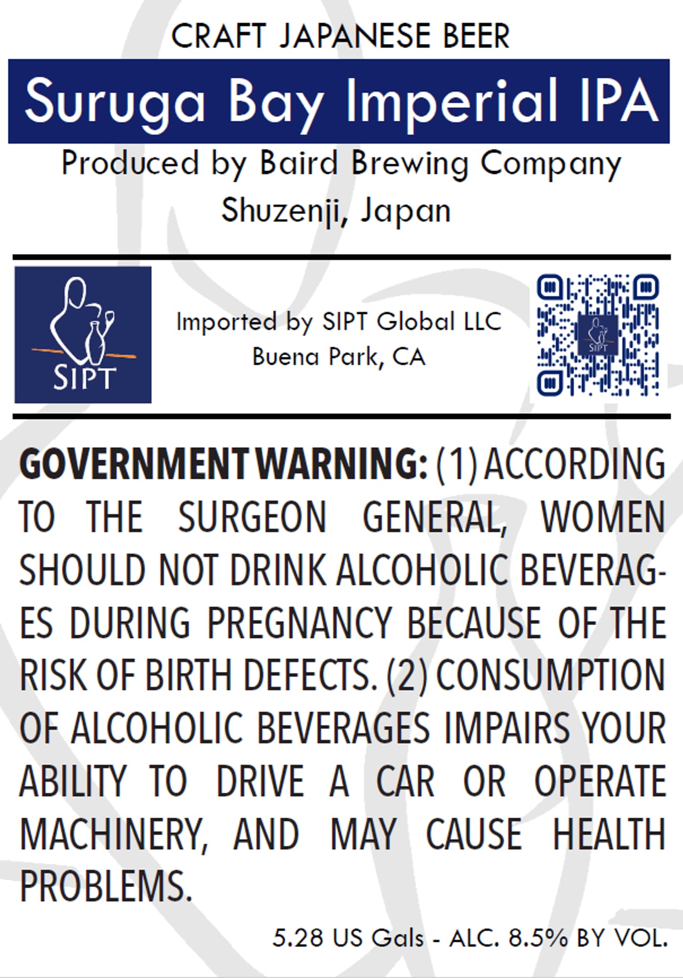 Suruga Bay Imperial IPA by Baird Brewing Company - beer label