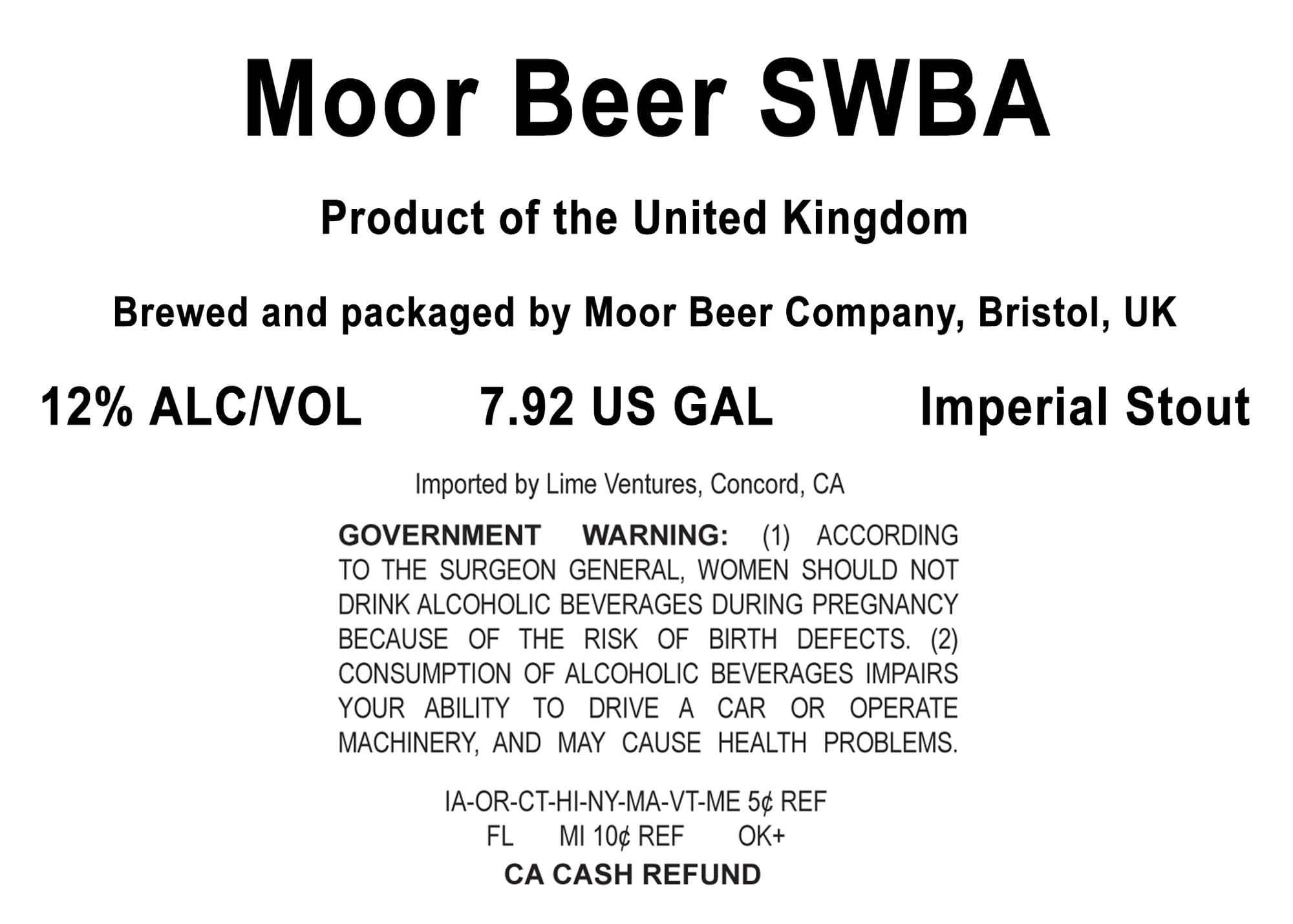 SWBA by Moor Beer Company - beer label
