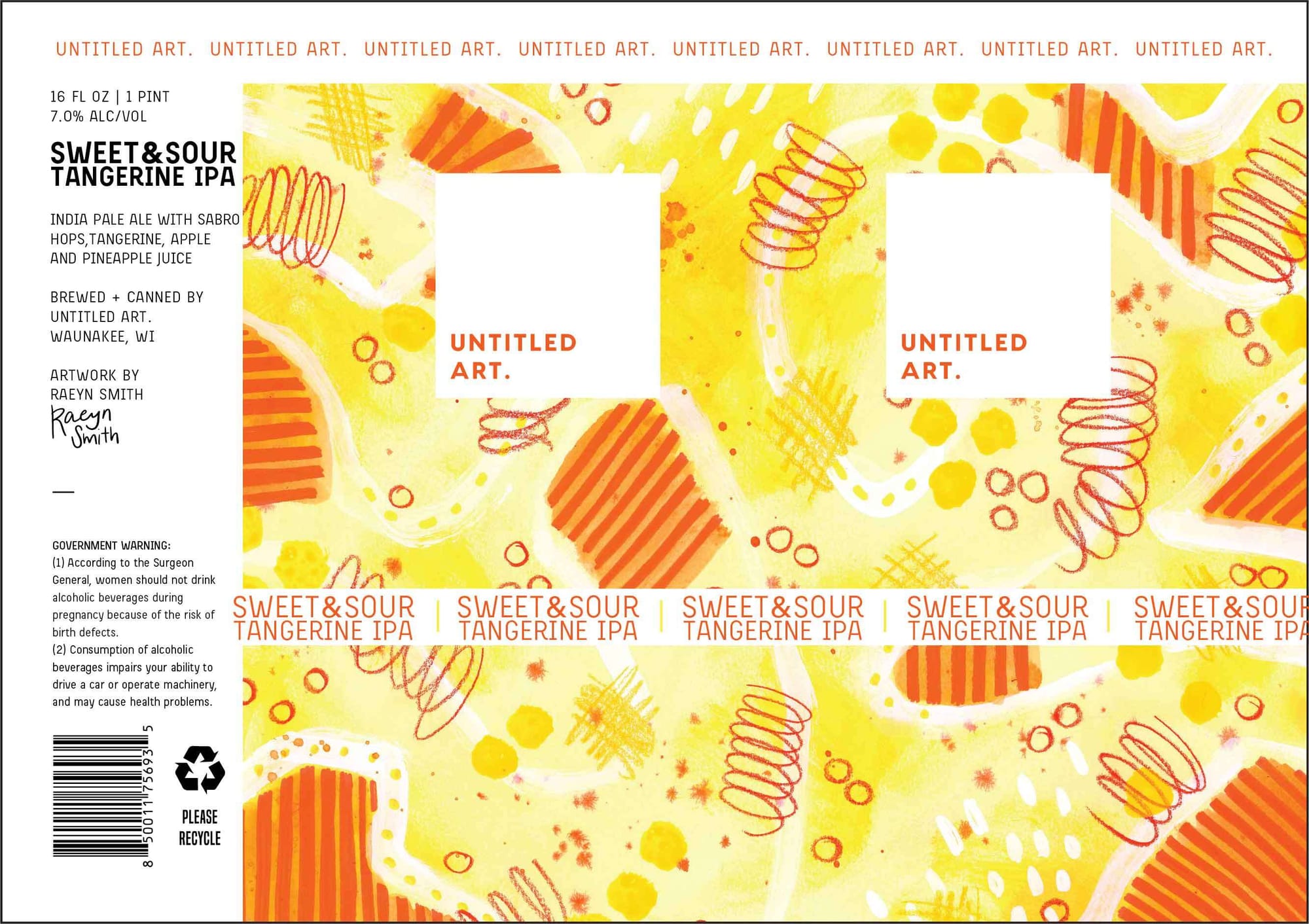 Sweet & Sour Tangerine IPA by Untitled Art - beer label