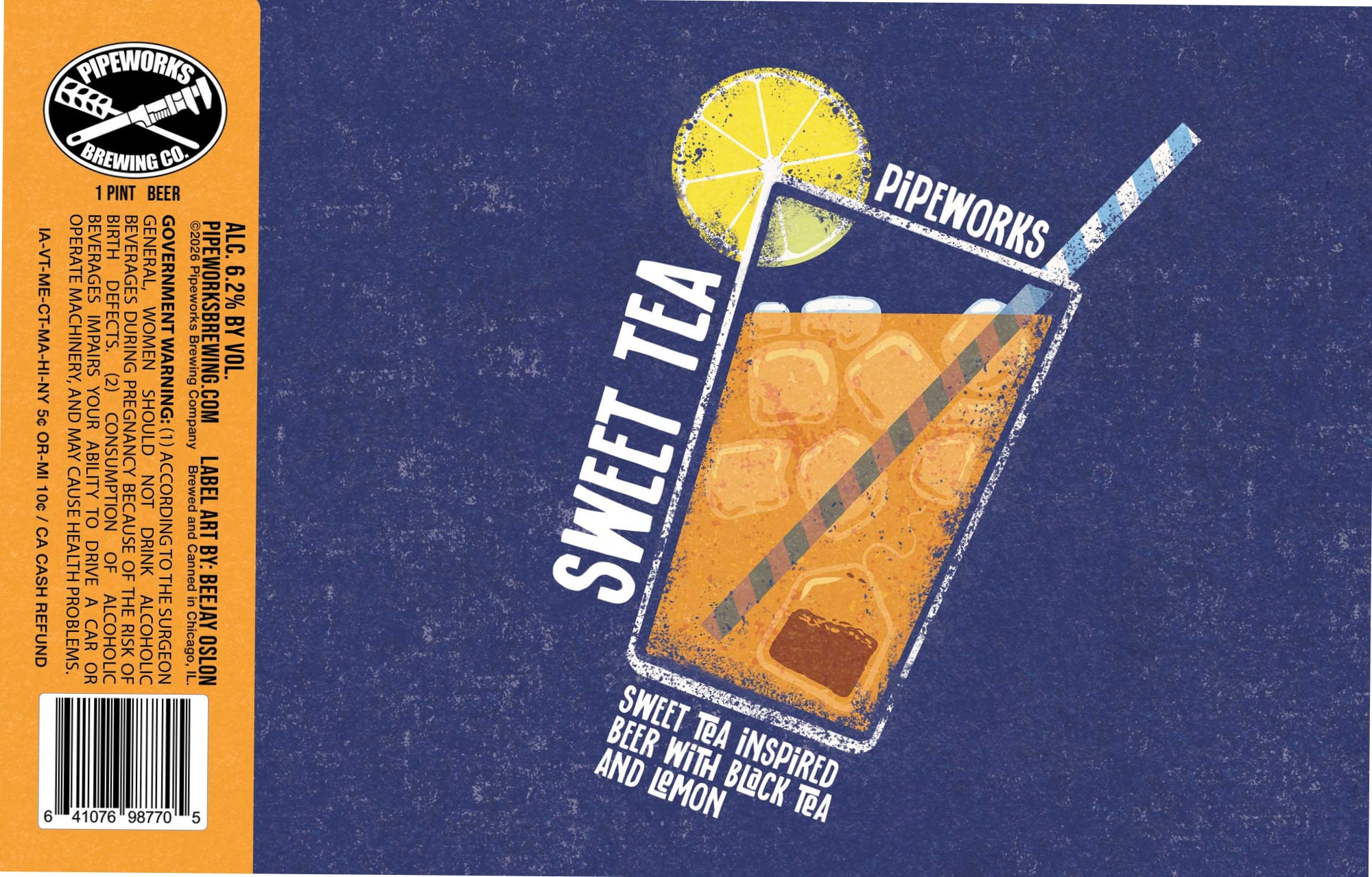 Sweet Tea by Pipeworks Brewing Co. - beer label