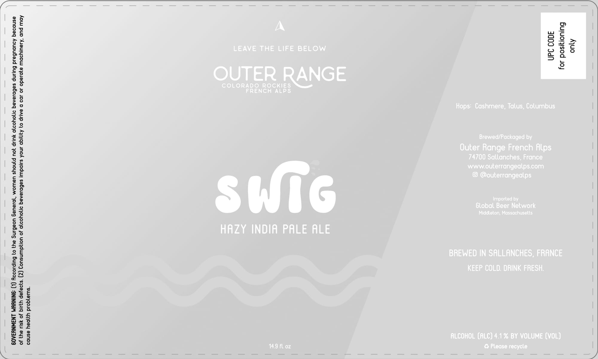 SWIG by Outer Range - beer label