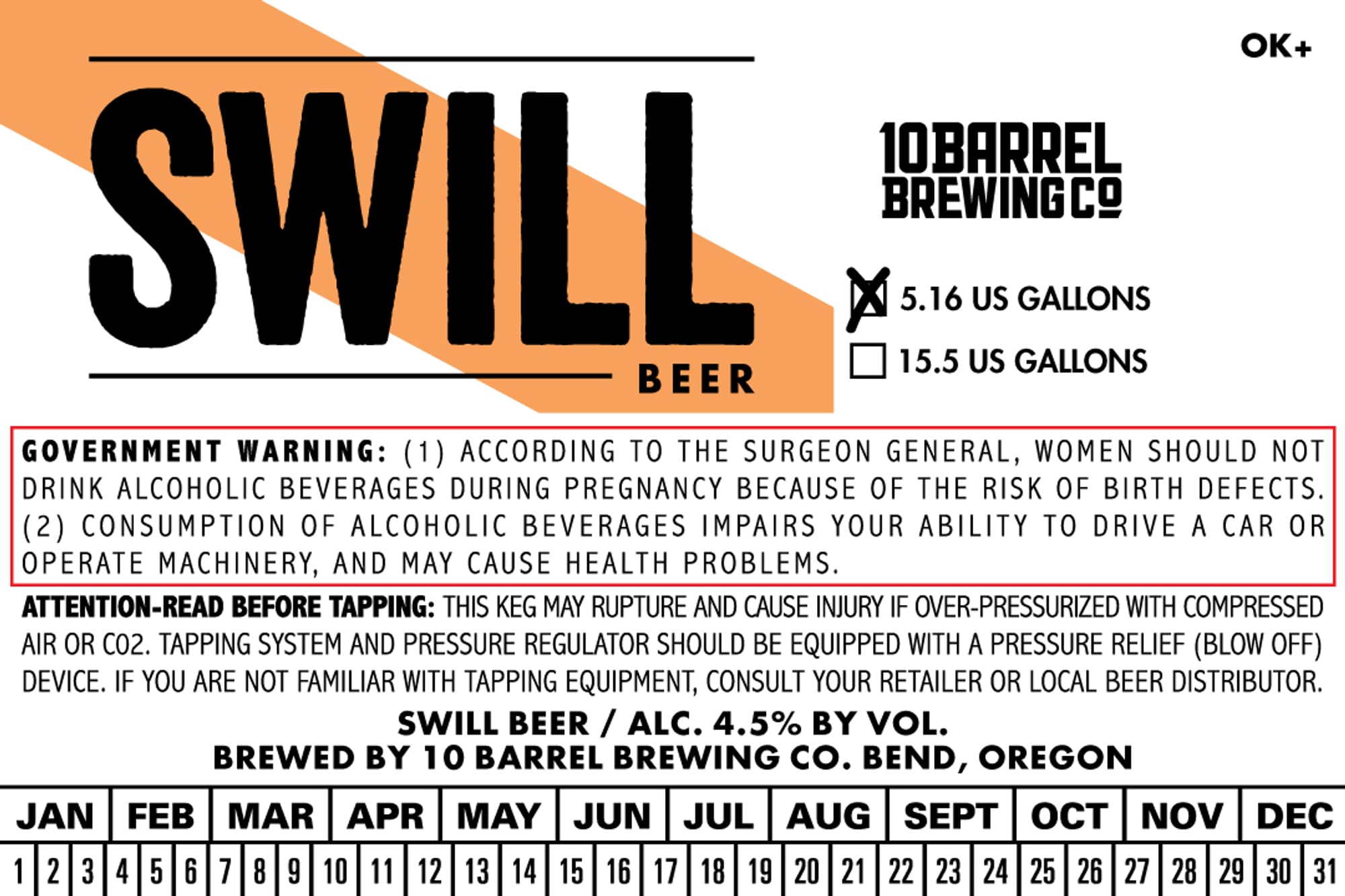 Swill by 10 Barrel Brewing Co. - beer label