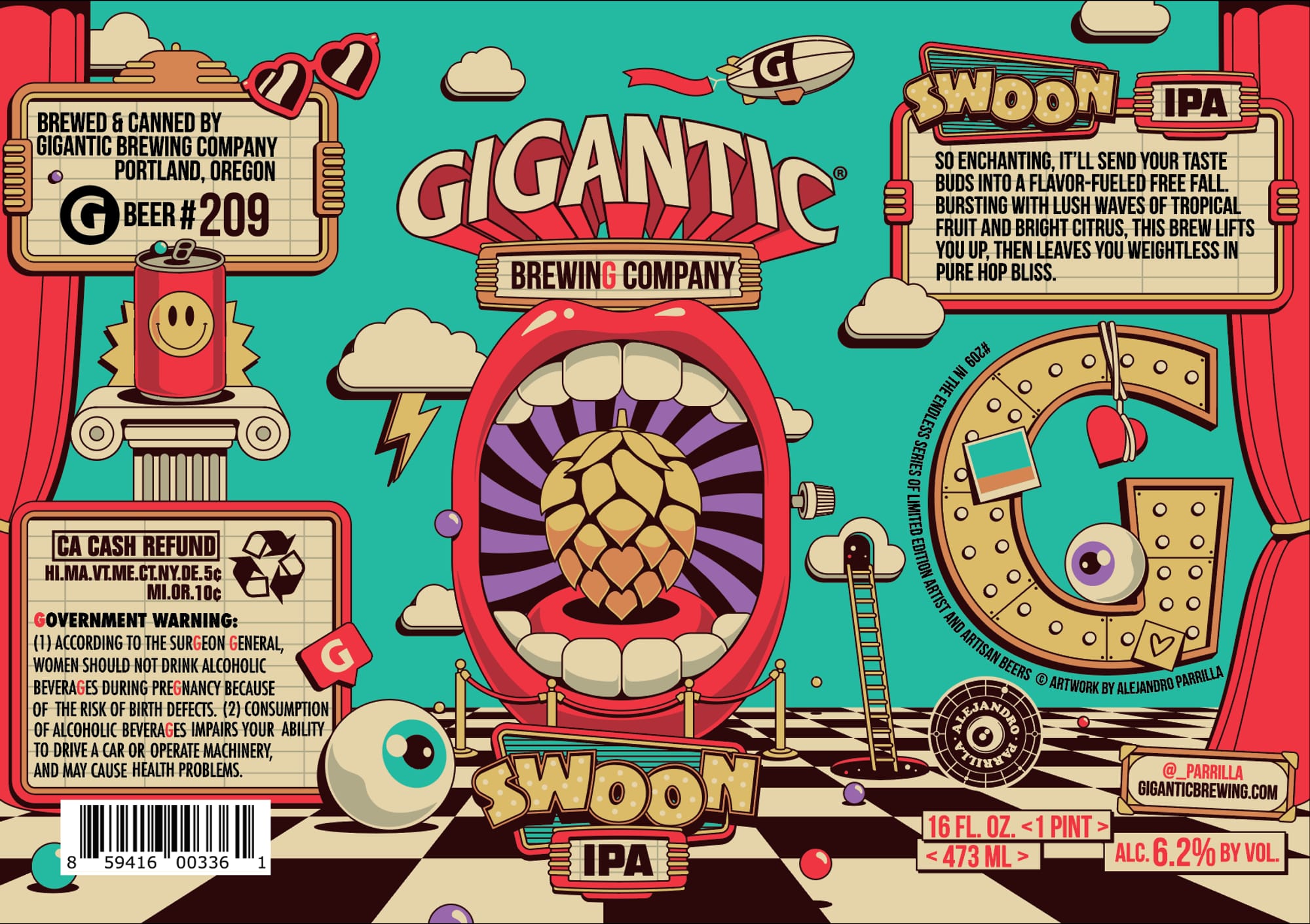 Swoon IPA by Gigantic Brewing Company - beer label