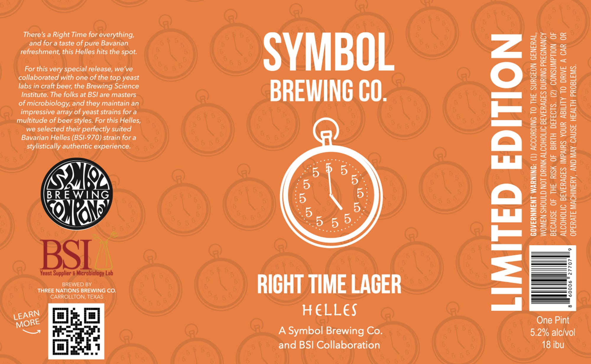 Right Time Lager by Symbol Brewing Co. - beer label