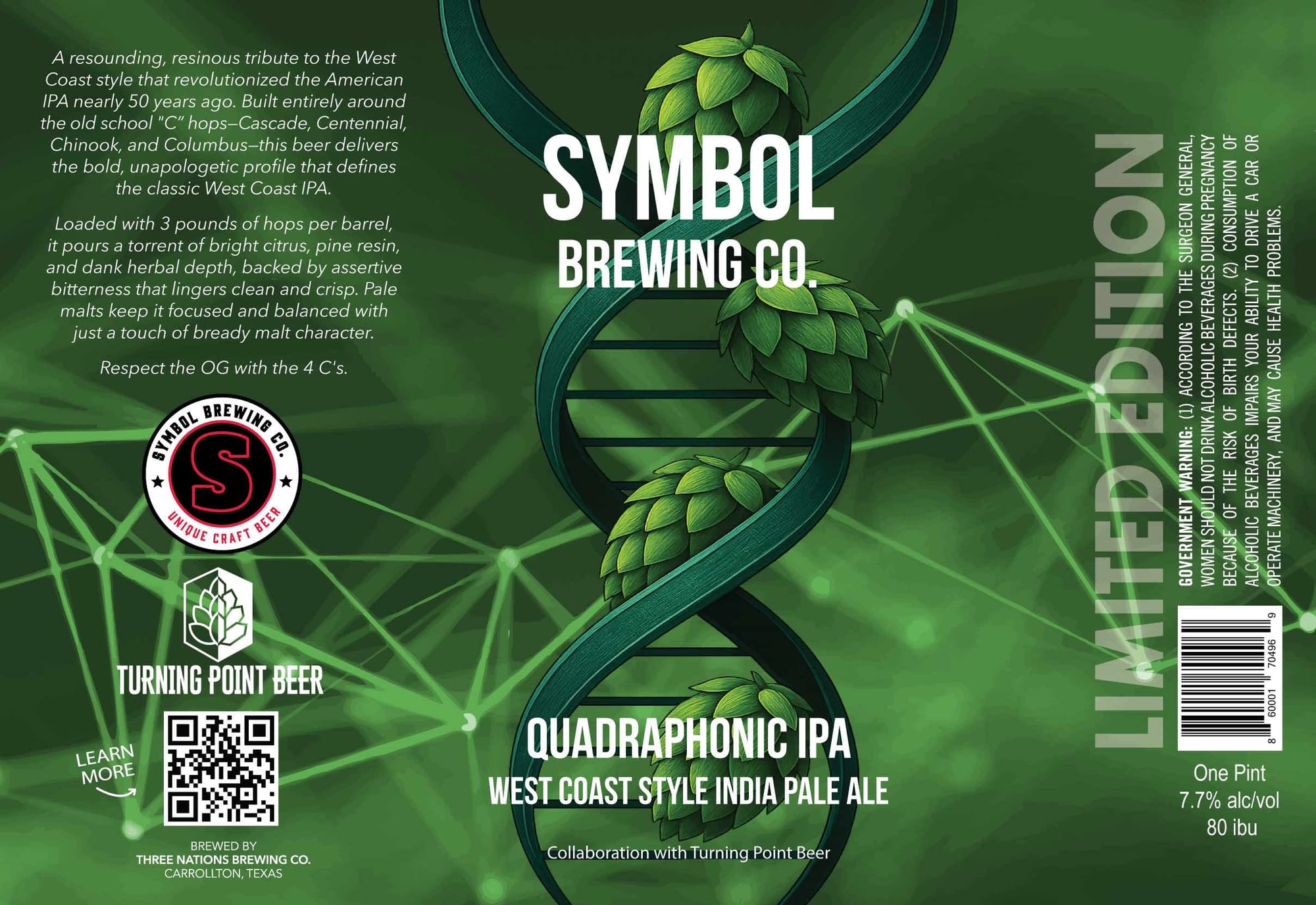 Quadraphonic IPA by Symbol Brewing Co. - beer label