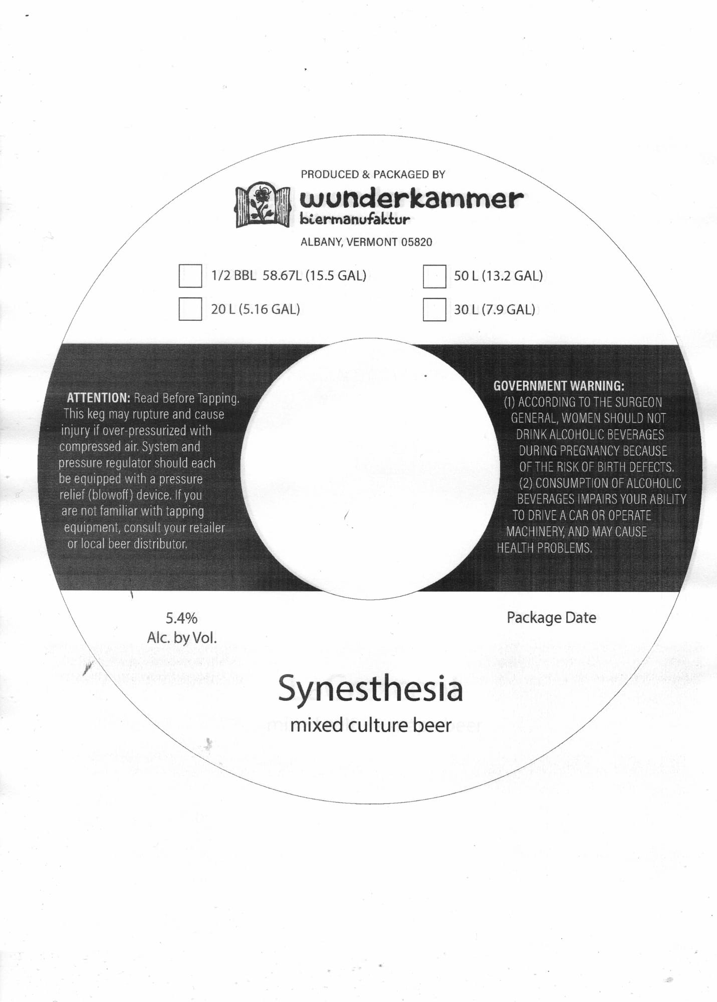 SYNESTHESIA by WUNDERKAMMER BIERMANUFAKTUR - beer label
