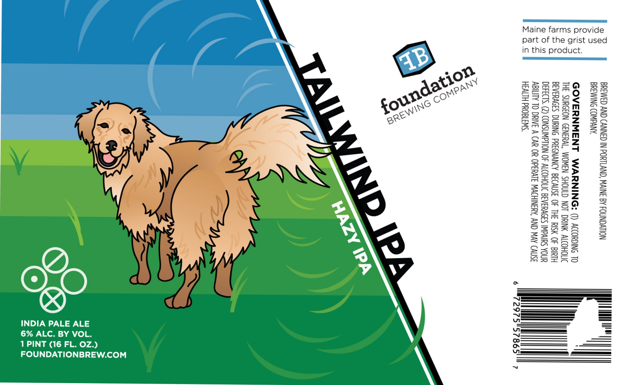 Tailwind Hazy IPA by Foundation Brewing Company - beer label