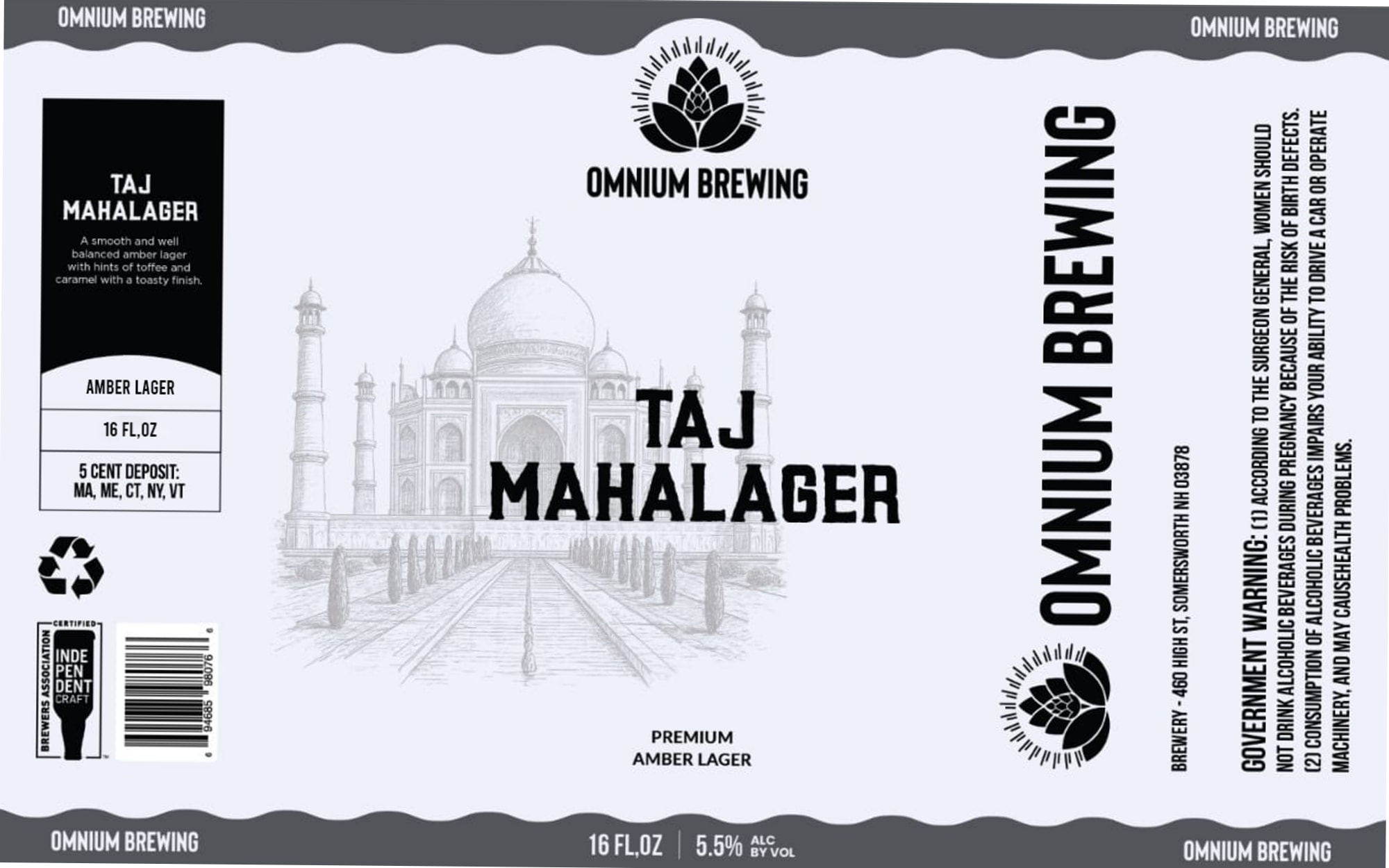 Taj Mahalager by Omnium Brewing - beer label
