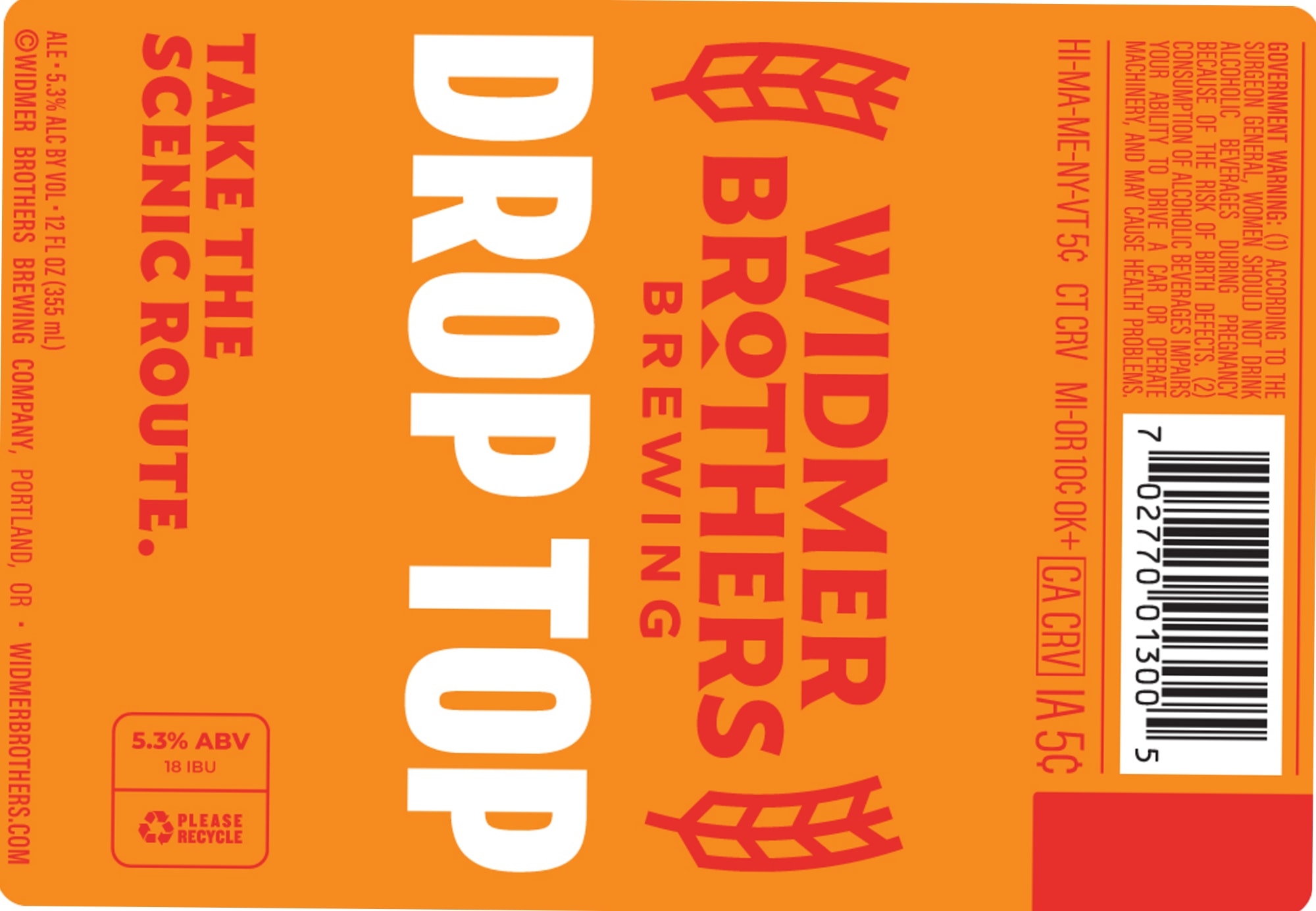 Take The Drop Top by Widmer Brothers Brewing - beer label