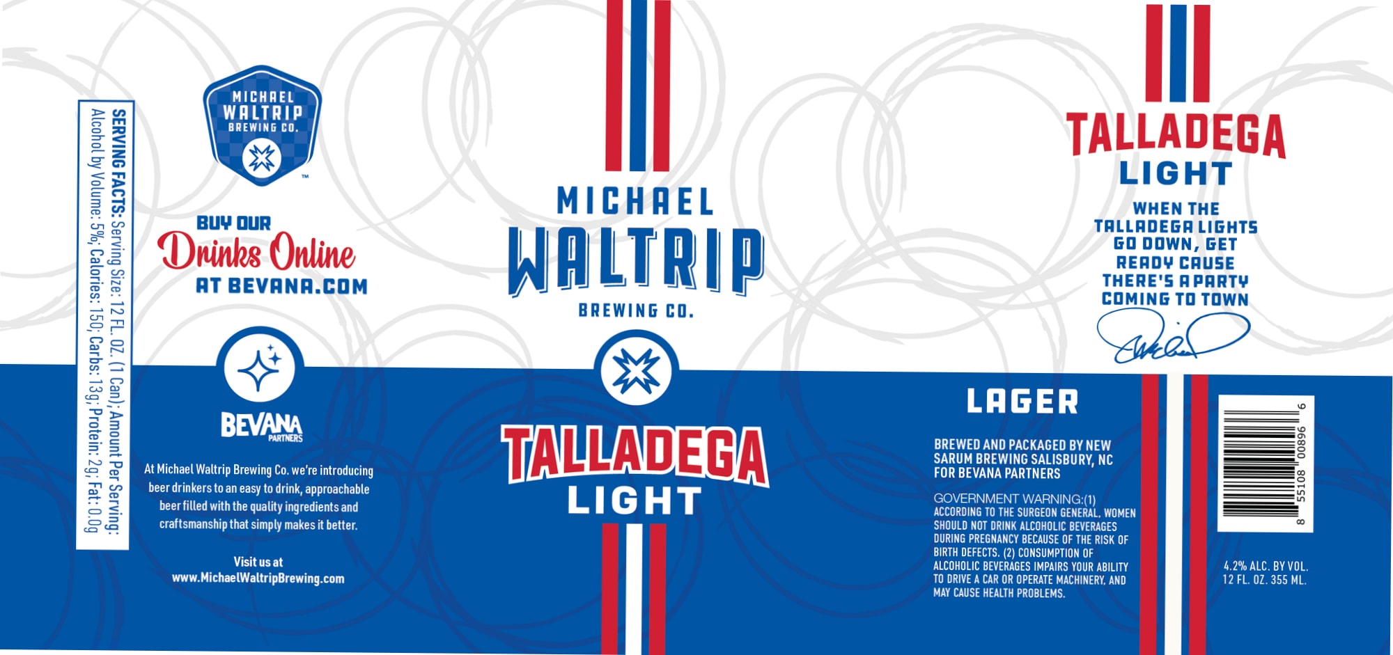 Talladega Light by Michael Waltrip Brewing Co. - beer label