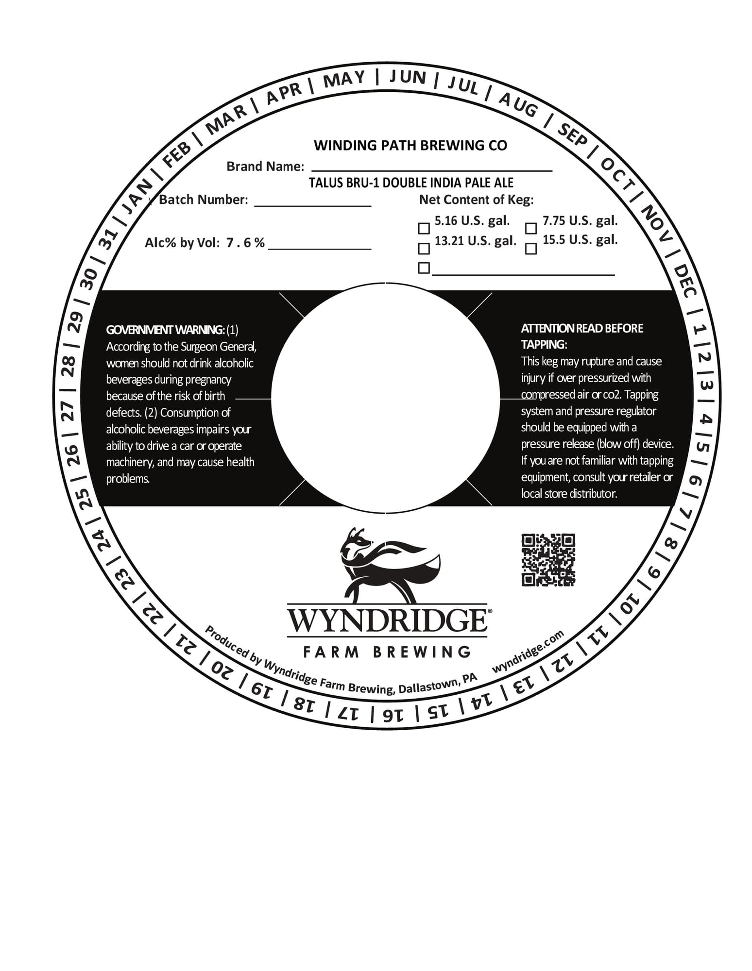 Talus Bru-1 Double India Pale Ale by Wyndridge Farm Brewing - beer label