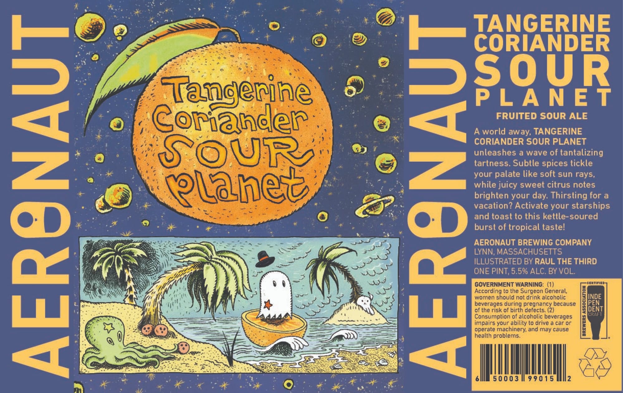 Tangerine Coriander Sour Planet by Aeronaut Brewing Company - beer label