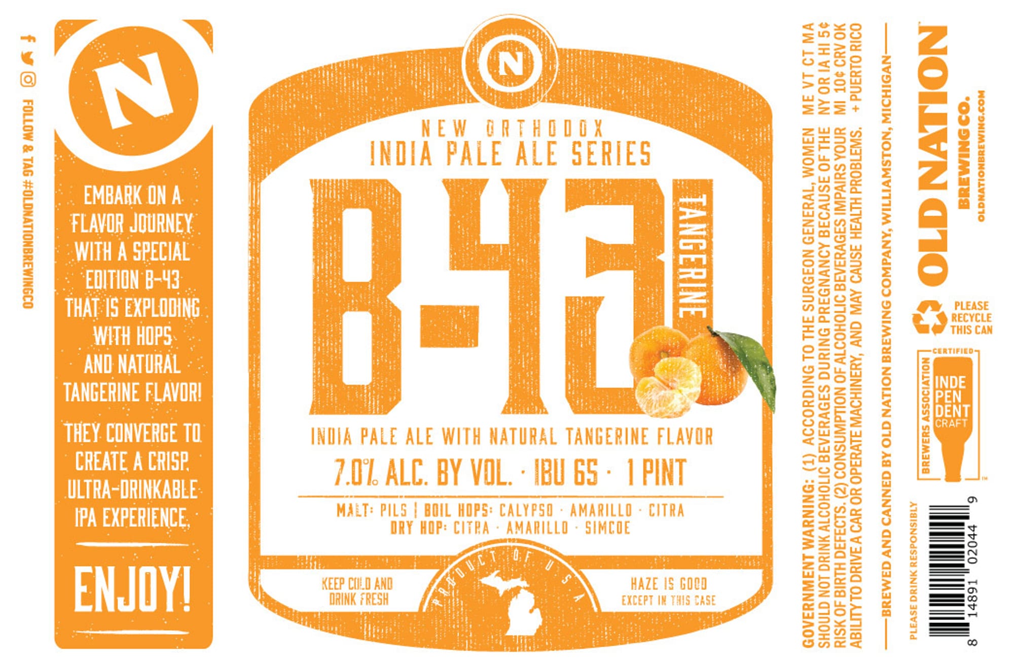 Tangerine Haze by Old Nation Brewing - beer label