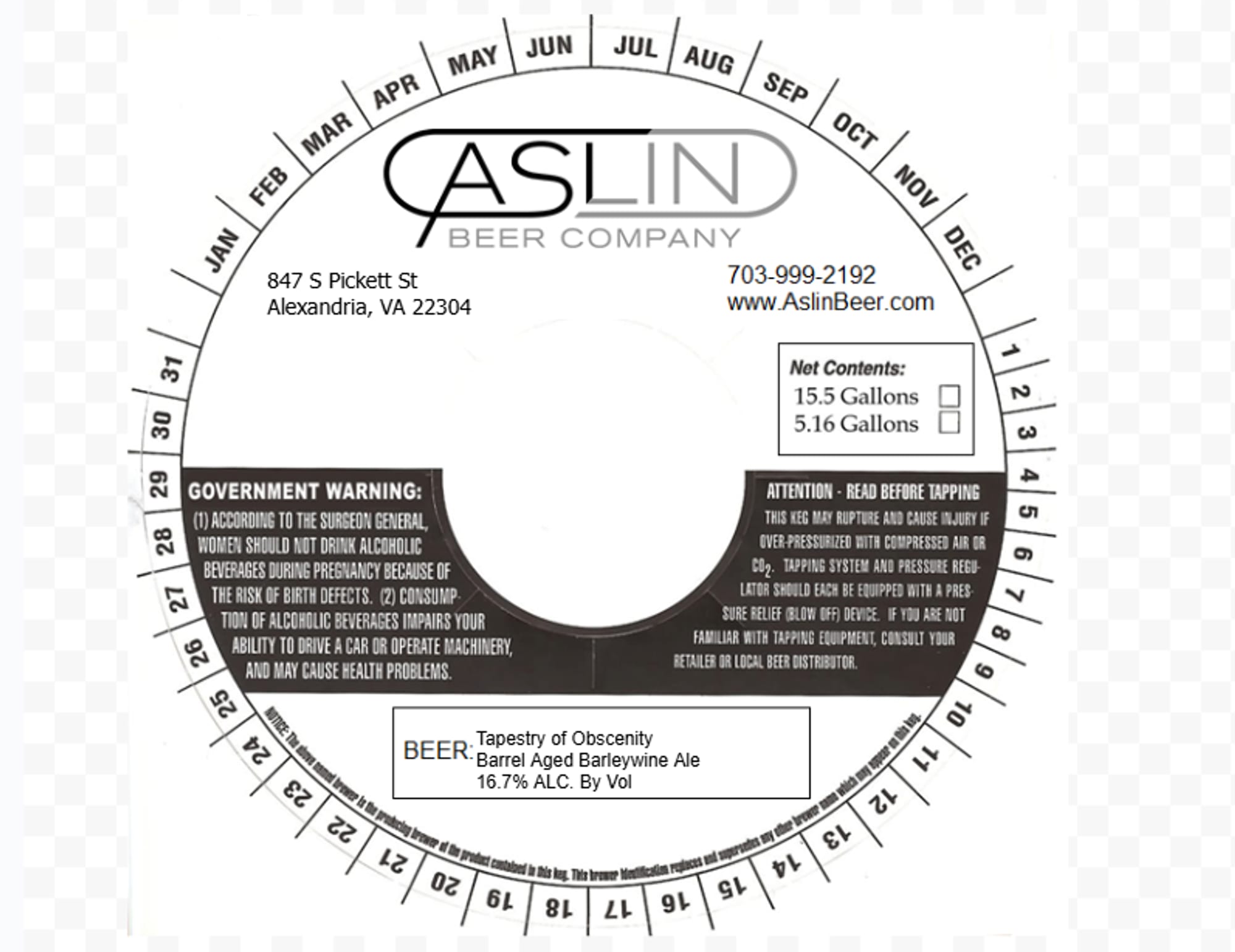Tapestry of Barleywine Ale by Aslin Beer Company - beer label
