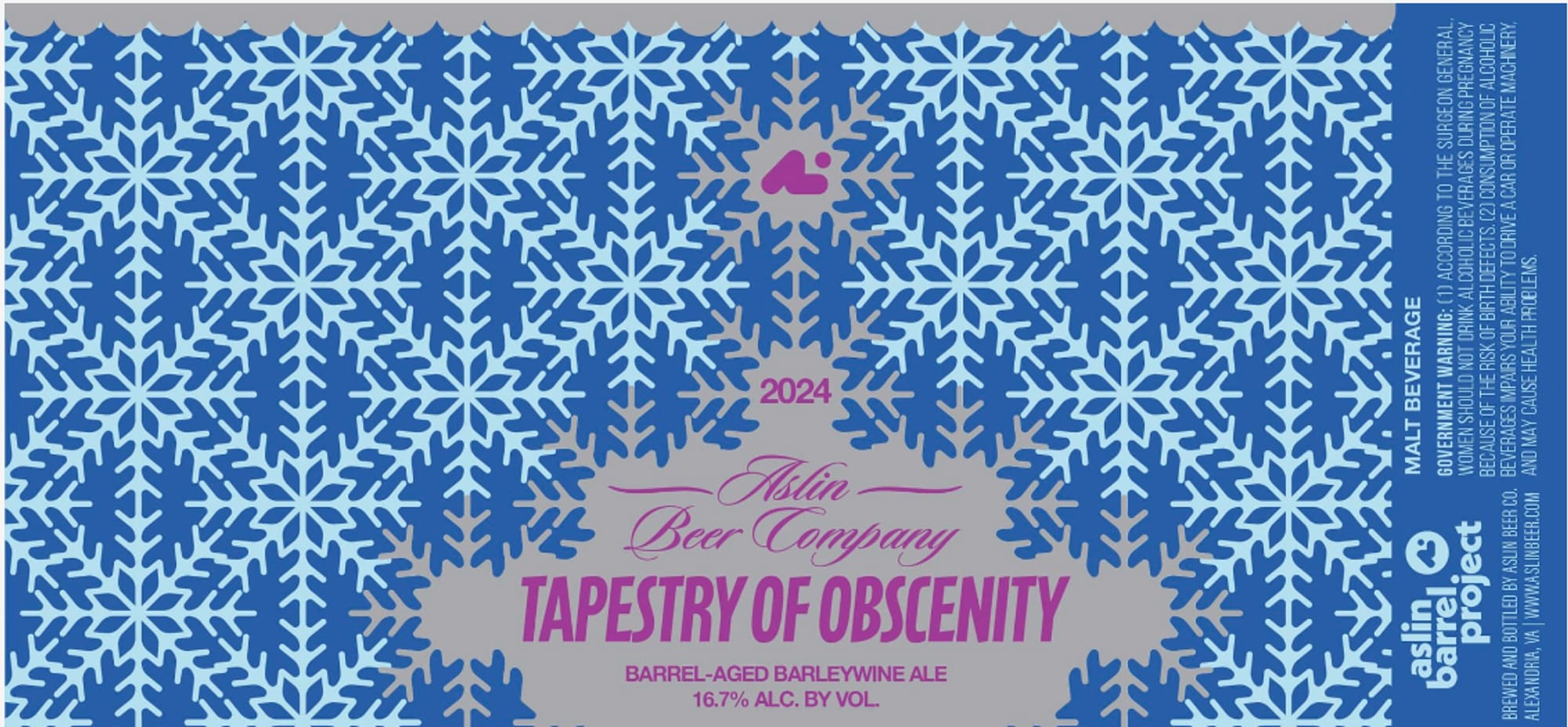 Tapestry of Obscenity by Aslin Beer Company - beer label