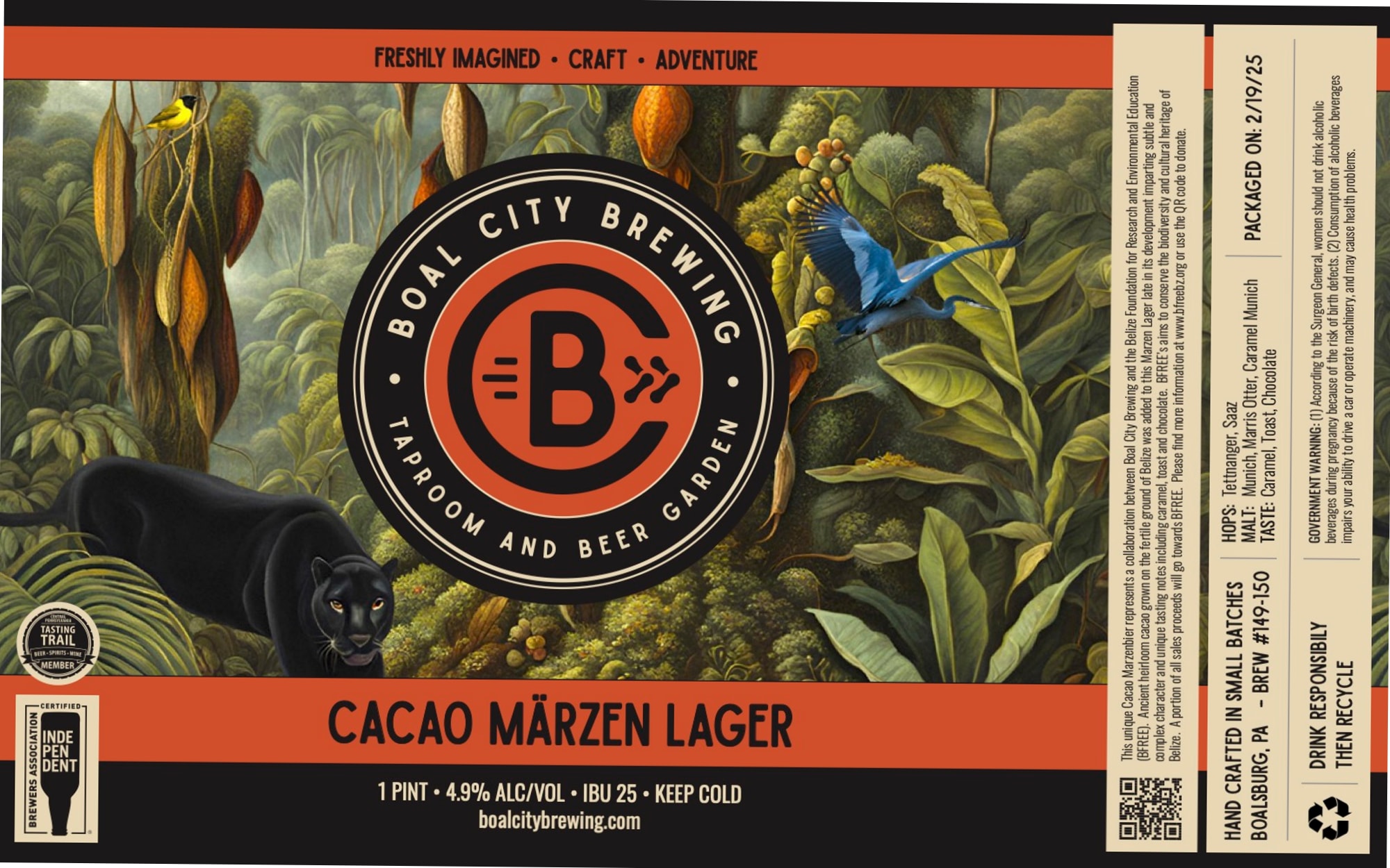 Taproom and Beer Garden Cacao Märzen Lager by Boal City Brewing - beer label