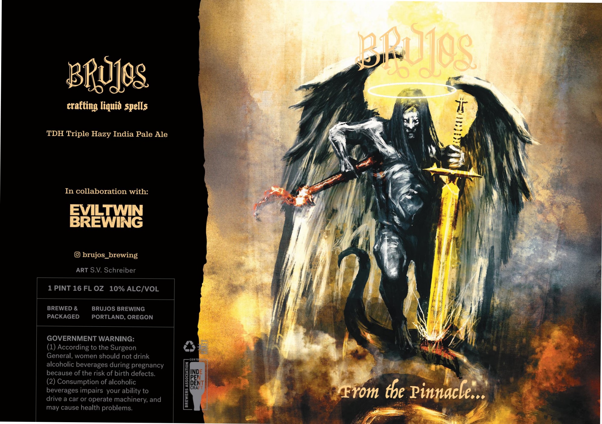 TDH Triple Hazy India Pale Ale by Brujos Brewing - beer label