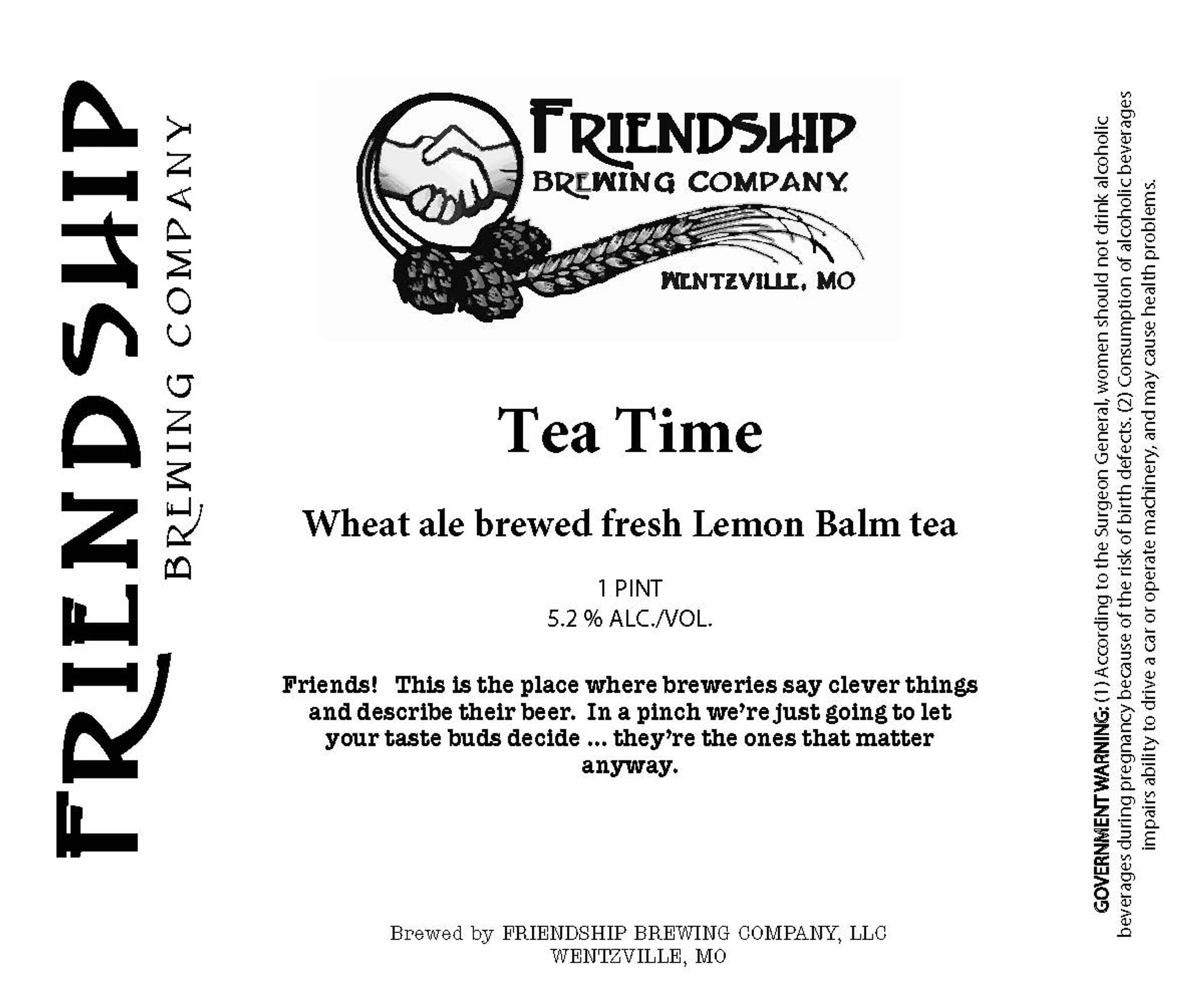 Tea Time by Friendship Brewing Company - beer label