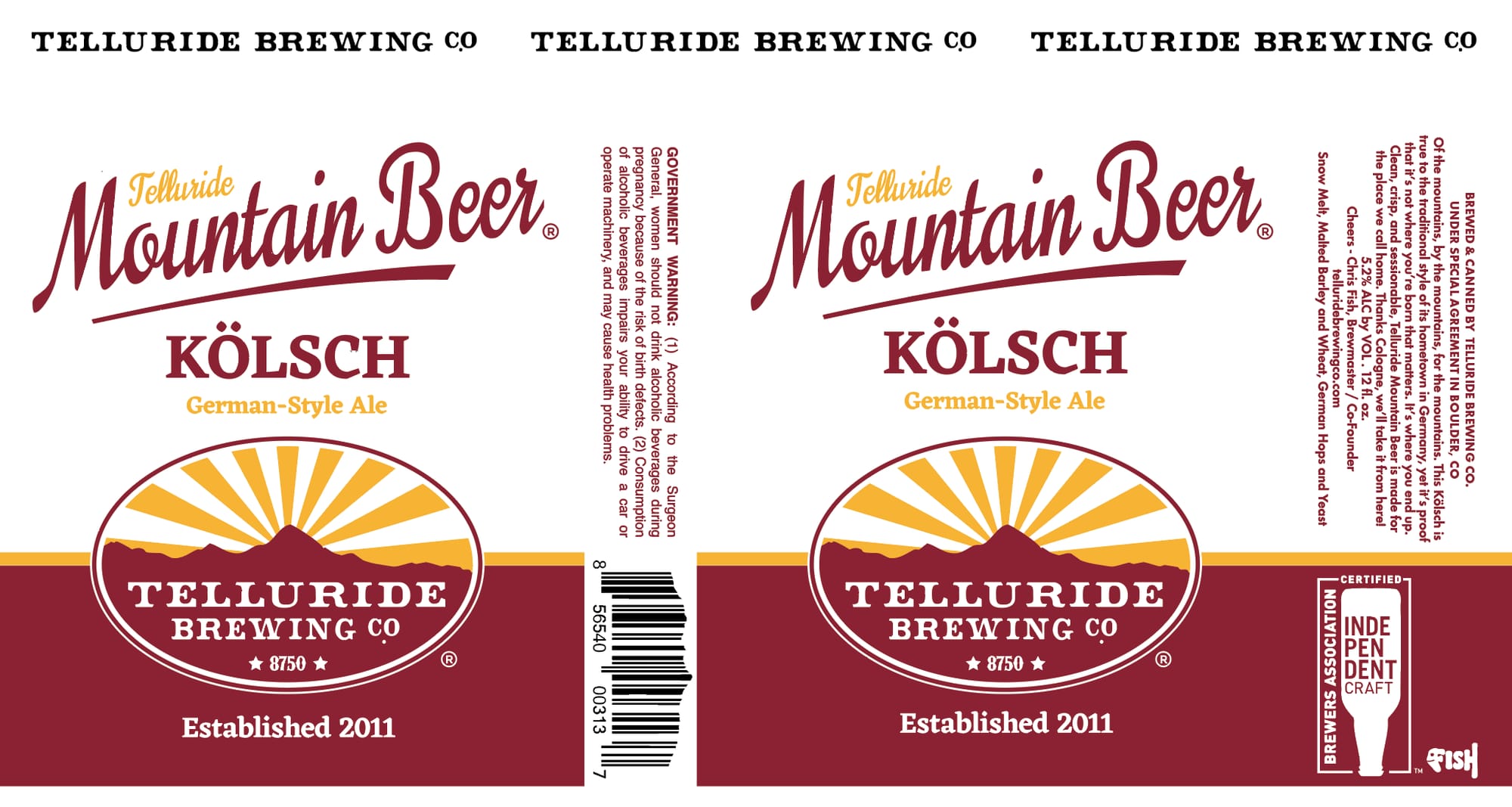 Mountain Beer Kölsch by Telluride Brewing Co. - beer label