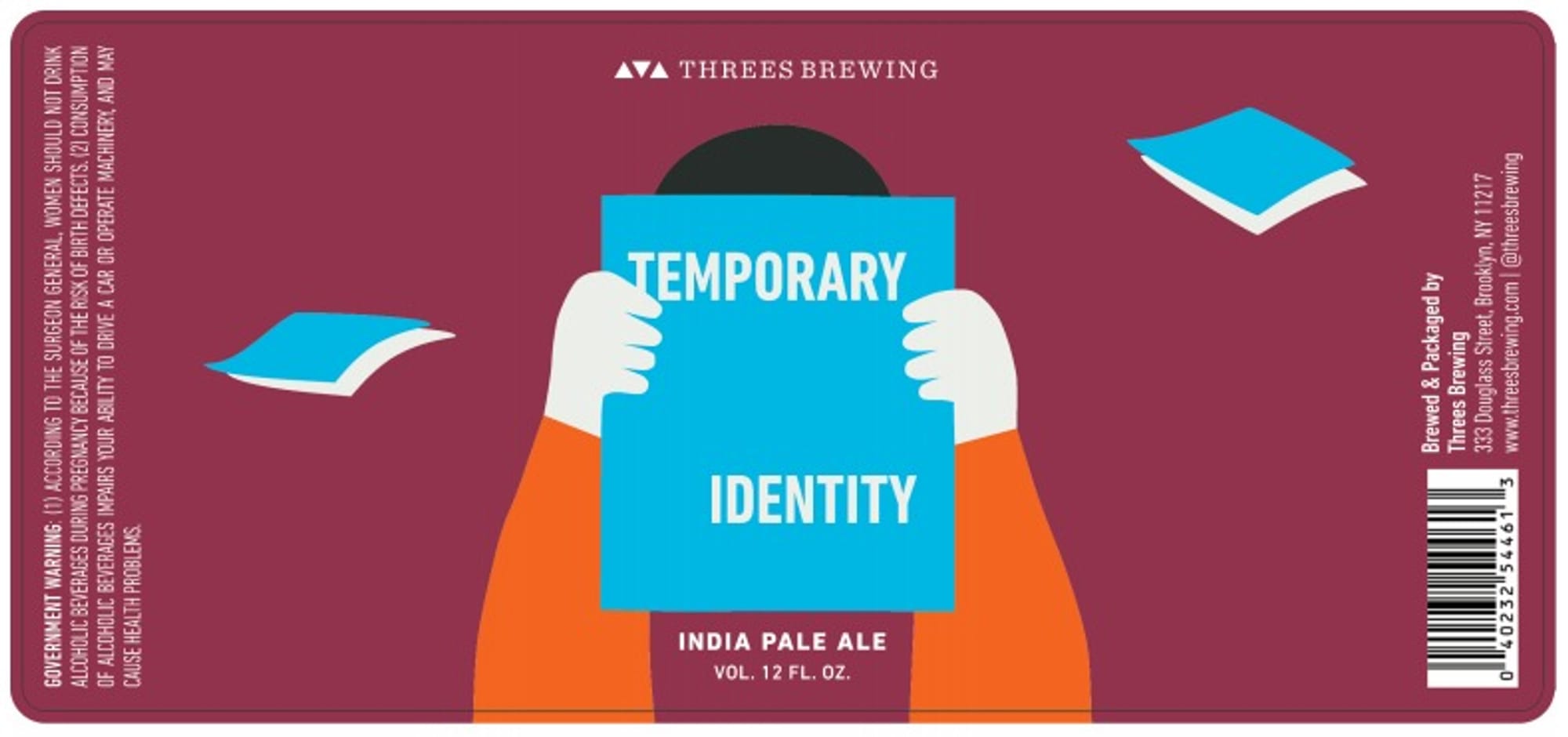 Temporary Identity by Threes Brewing - beer label