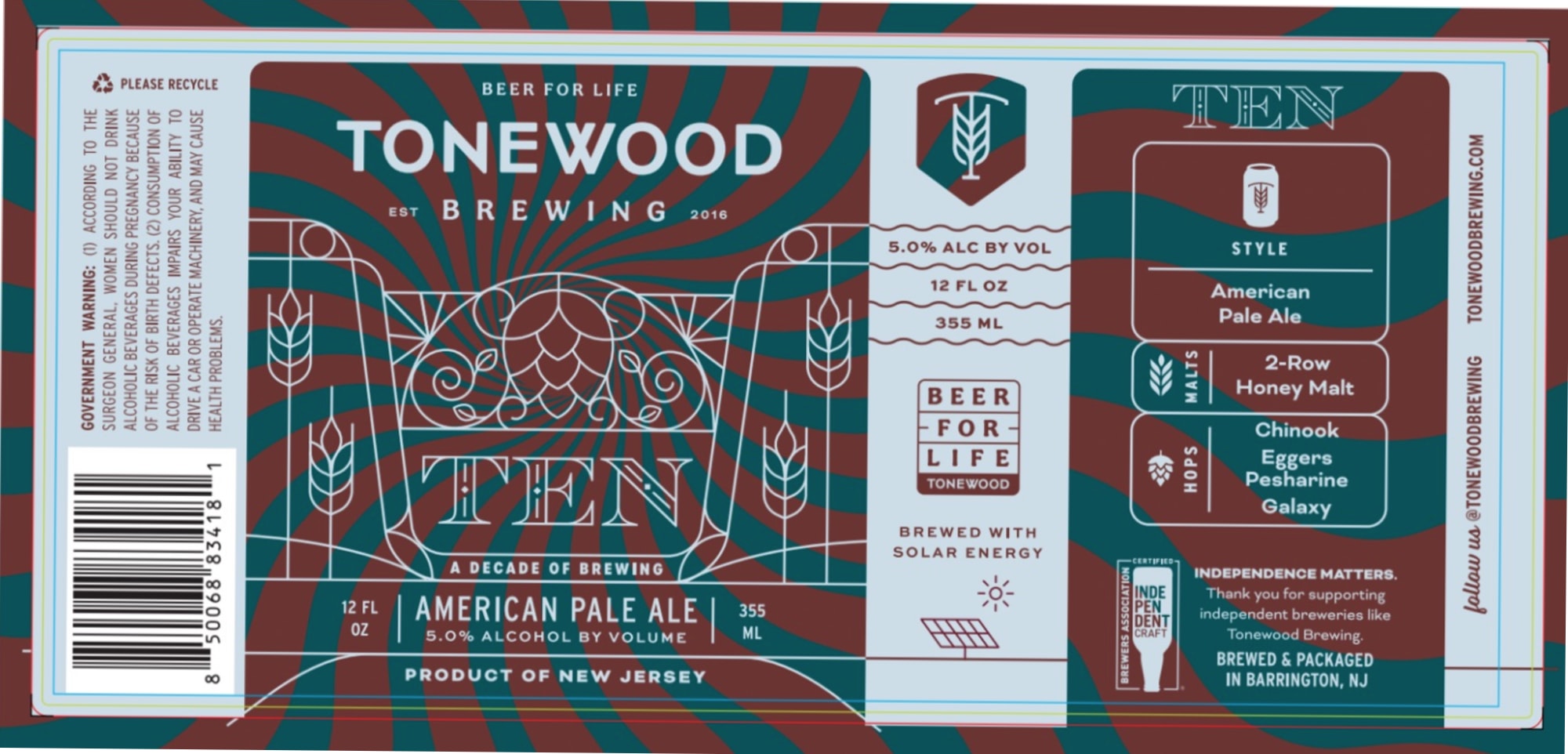 Ten by Tonewood Brewing - beer label